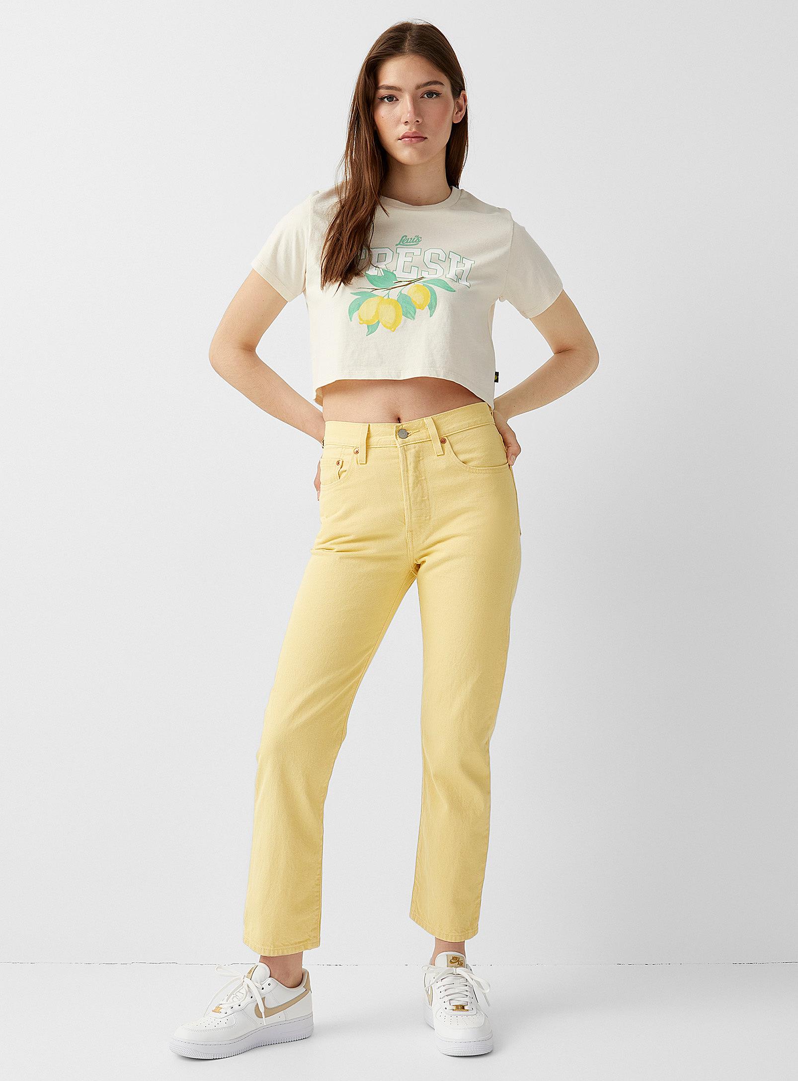 Levi's Coloured Cropped Original 501 Jean in Yellow | Lyst