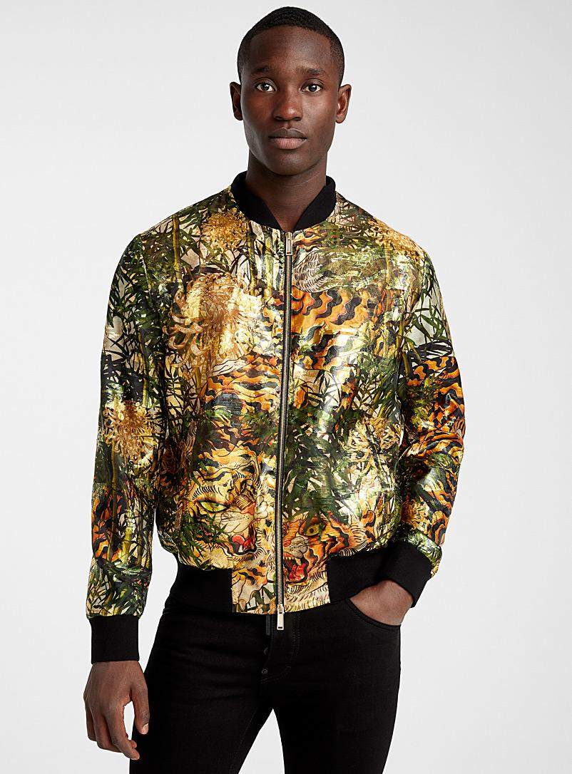 DSquared² Silk Tiger Bamboo Lamé Bomber in Cream Beige (Natural) for Men |  Lyst