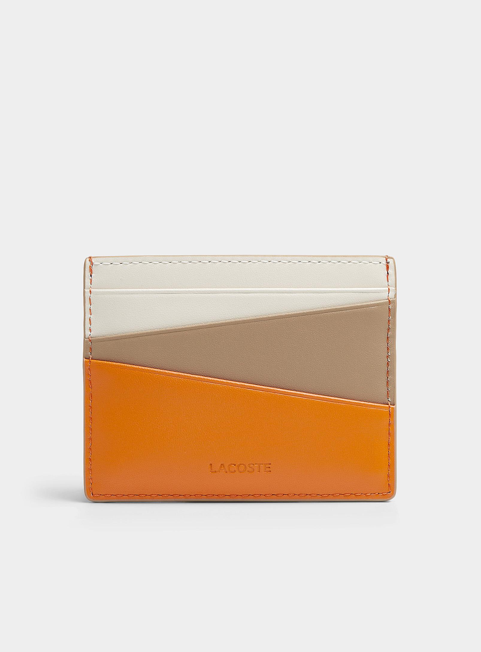 Lacoste Beige And Orange Matte Leather Card Holder in Natural for Men | Lyst