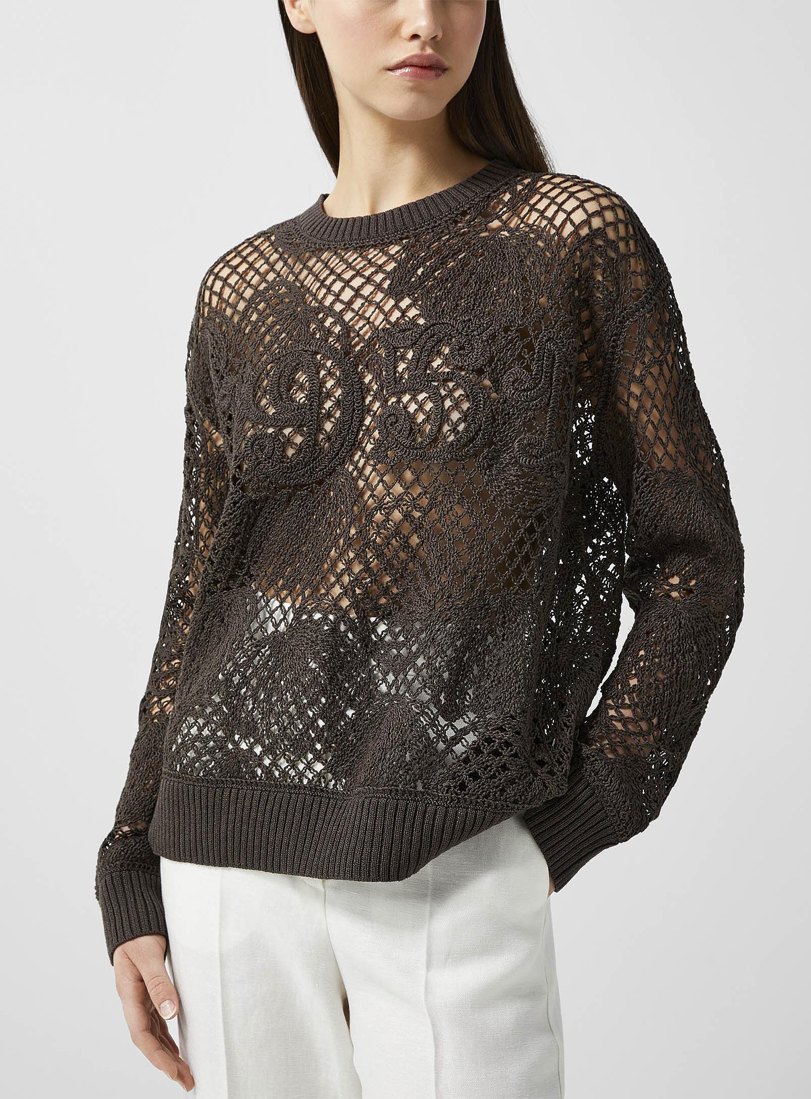 Max Mara 1951 Openwork Knit Sweater in Black | Lyst Max Mara 1951 Openwork Knit Sweater in Black | Lyst