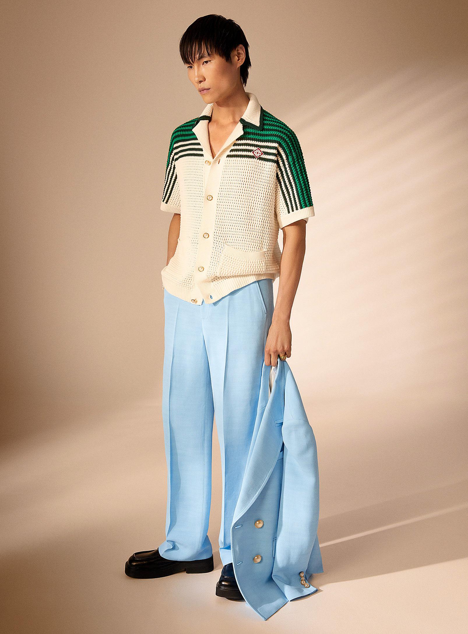CASABLANCA Crocheted Knit Tennis Shirt in White for Men Lyst
