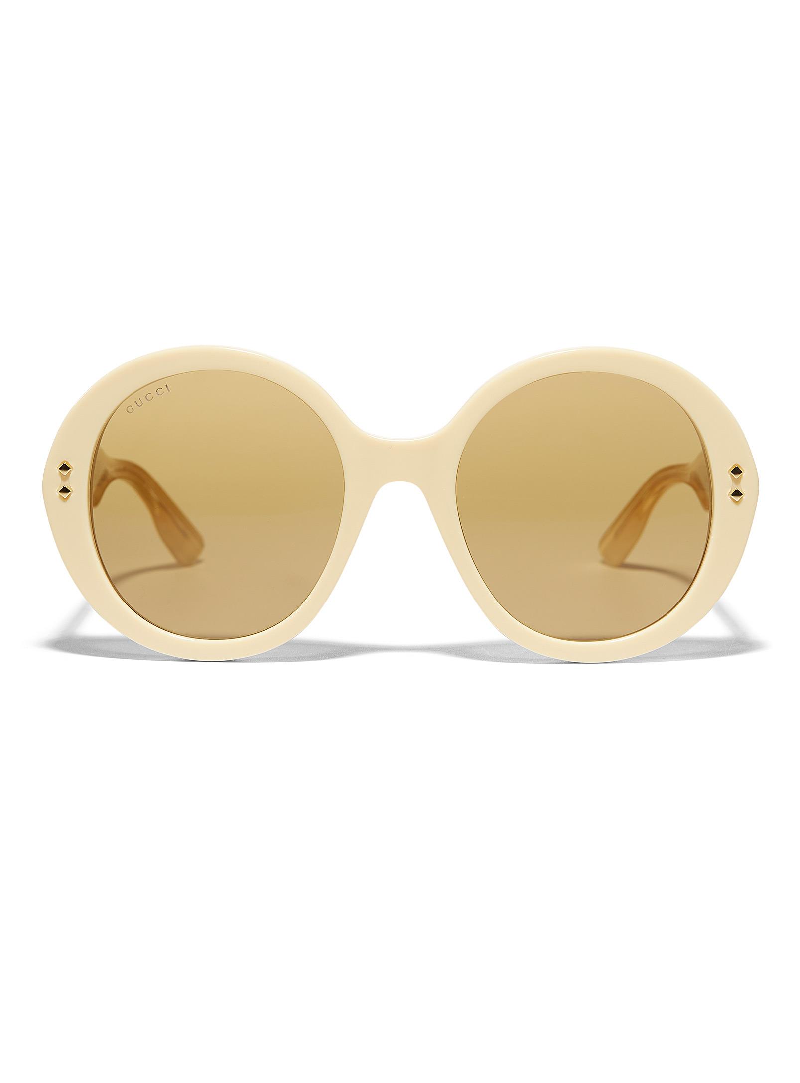 Gucci Bold Round Sunglasses in Natural | Lyst