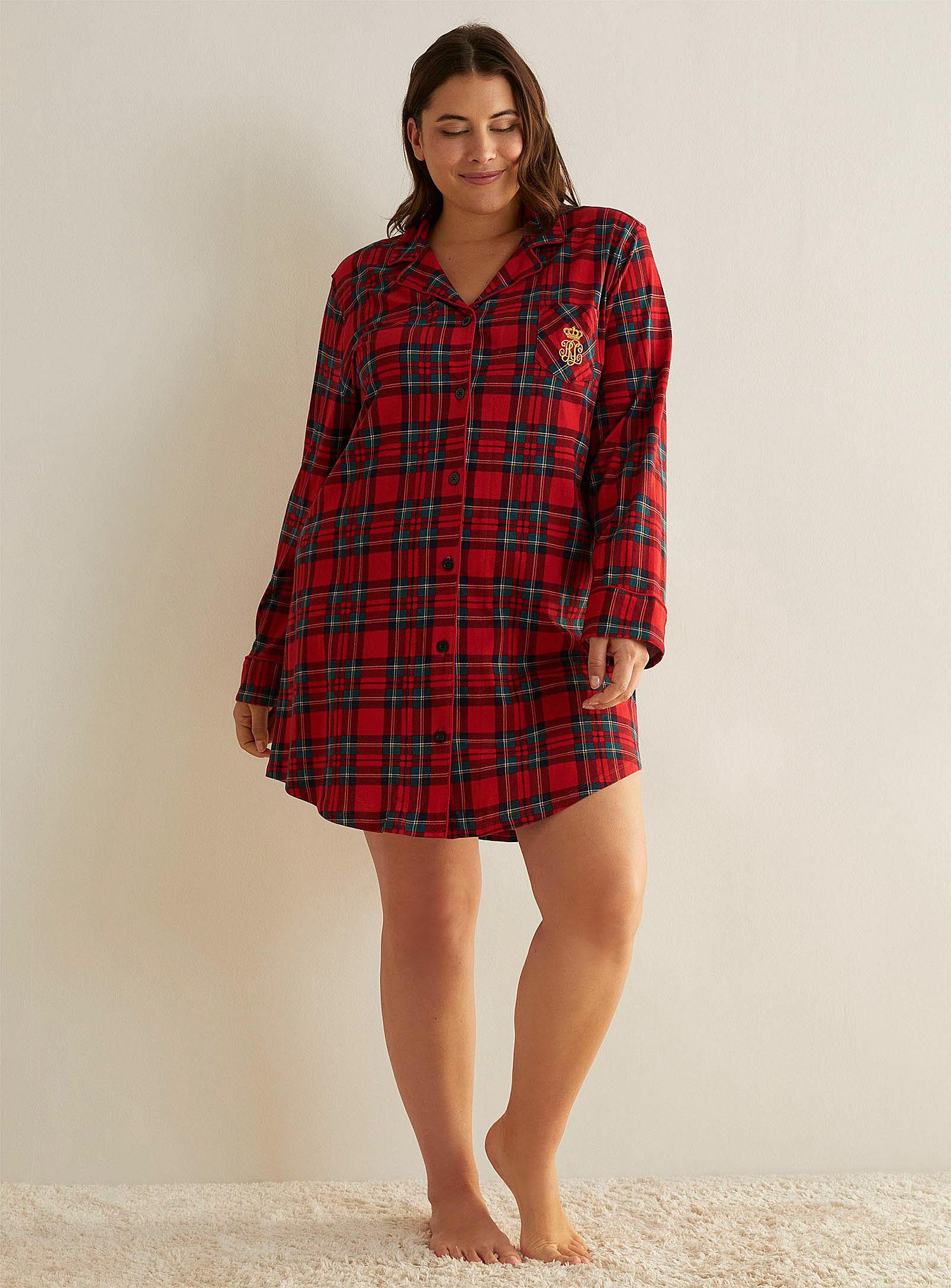 Ralph Lauren Red Tartan Flannel Nightshirt Plus Size Lyst