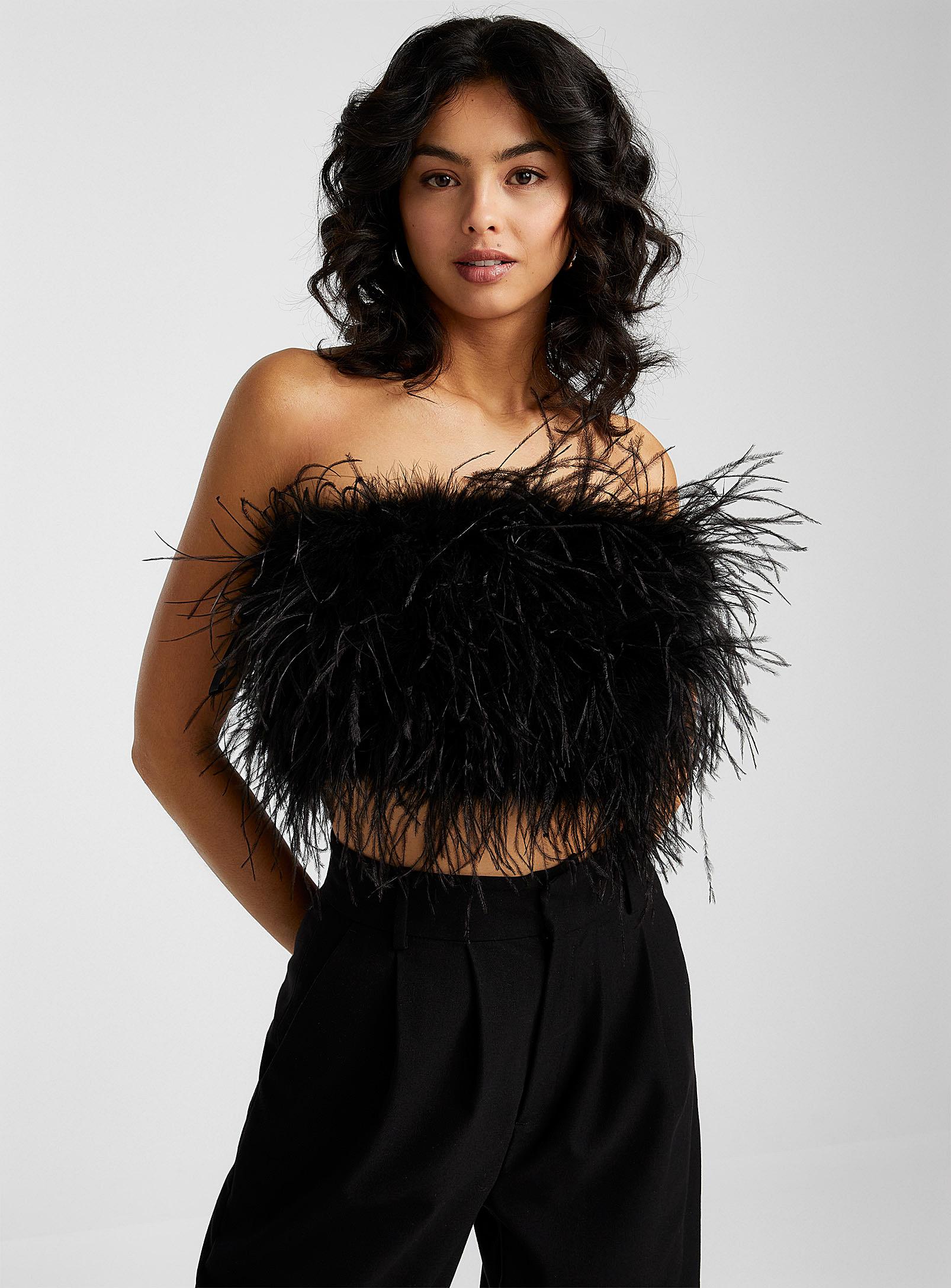 Lamarque Zaina Feather Tube Top in Black | Lyst