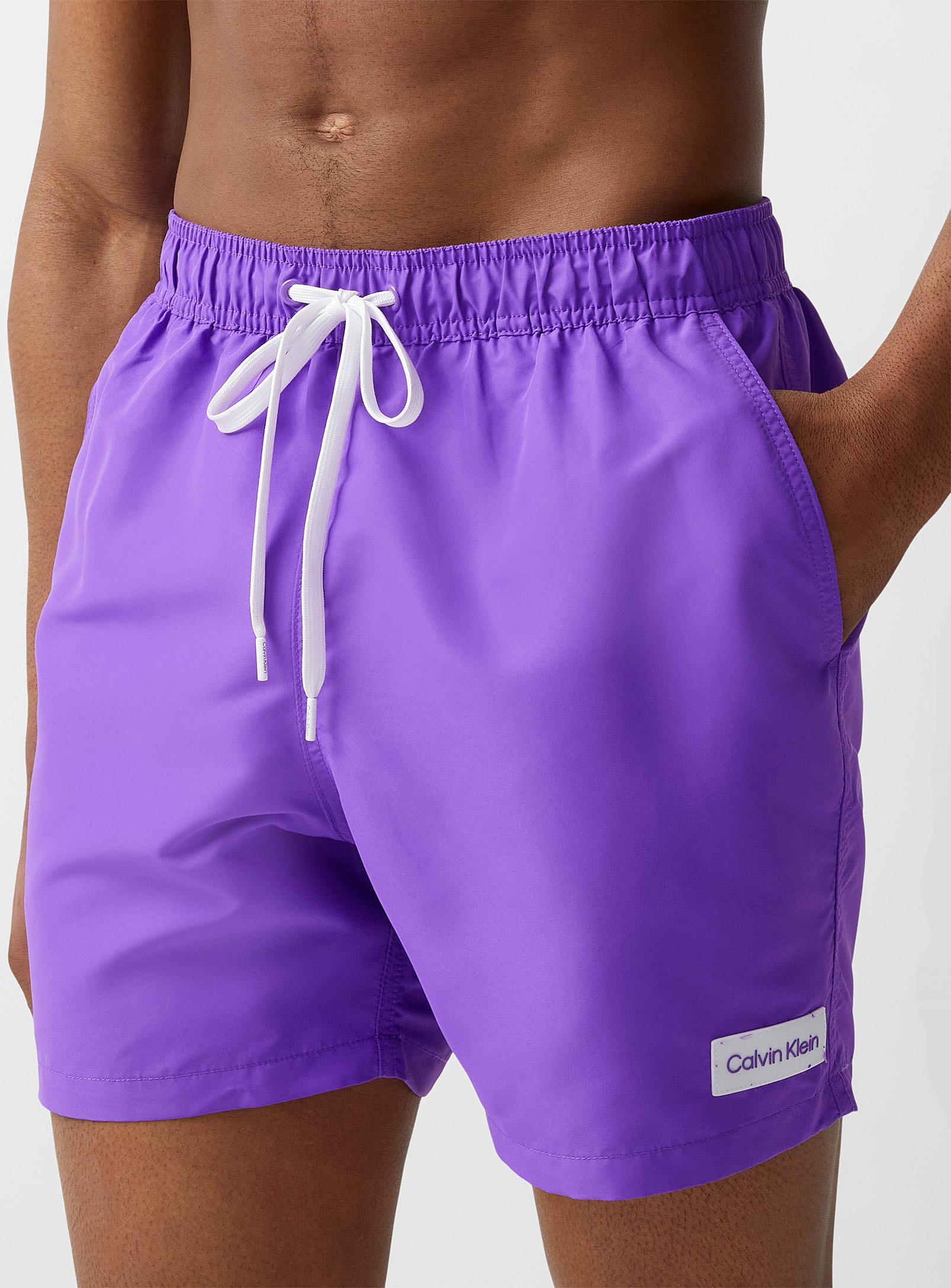 Calvin Klein Solid Logo Patch Swim Short in Purple for Men | Lyst