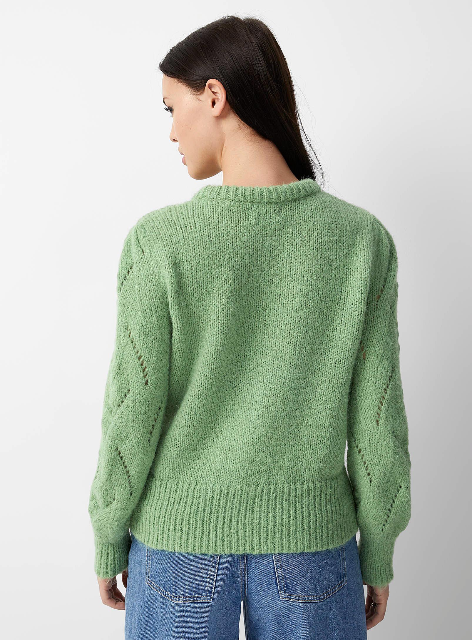 ONLY Embossed Pointelle Knit Sweater in Green