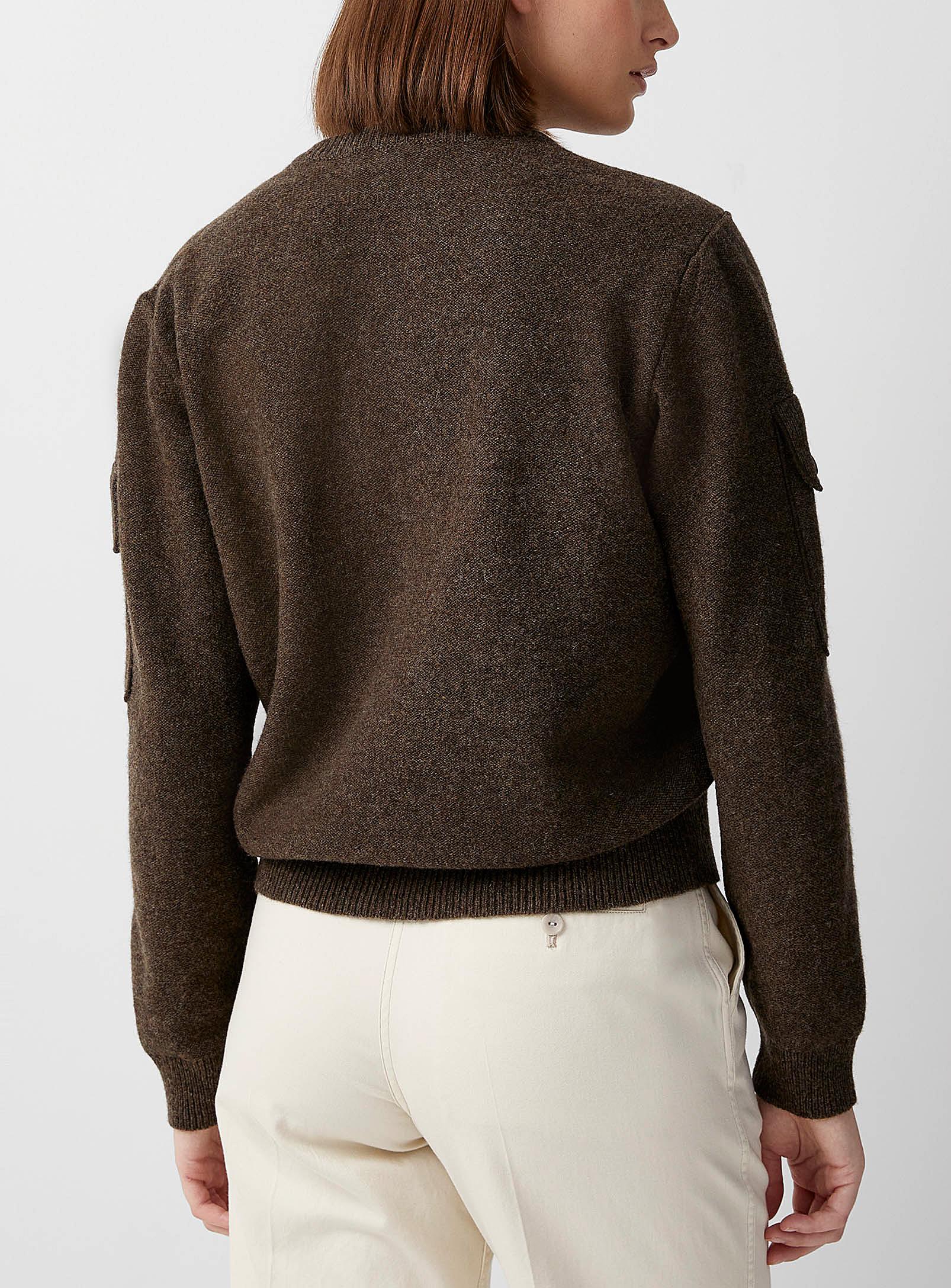 Lemaire Sleeve Pockets Wool Sweater in Brown | Lyst
