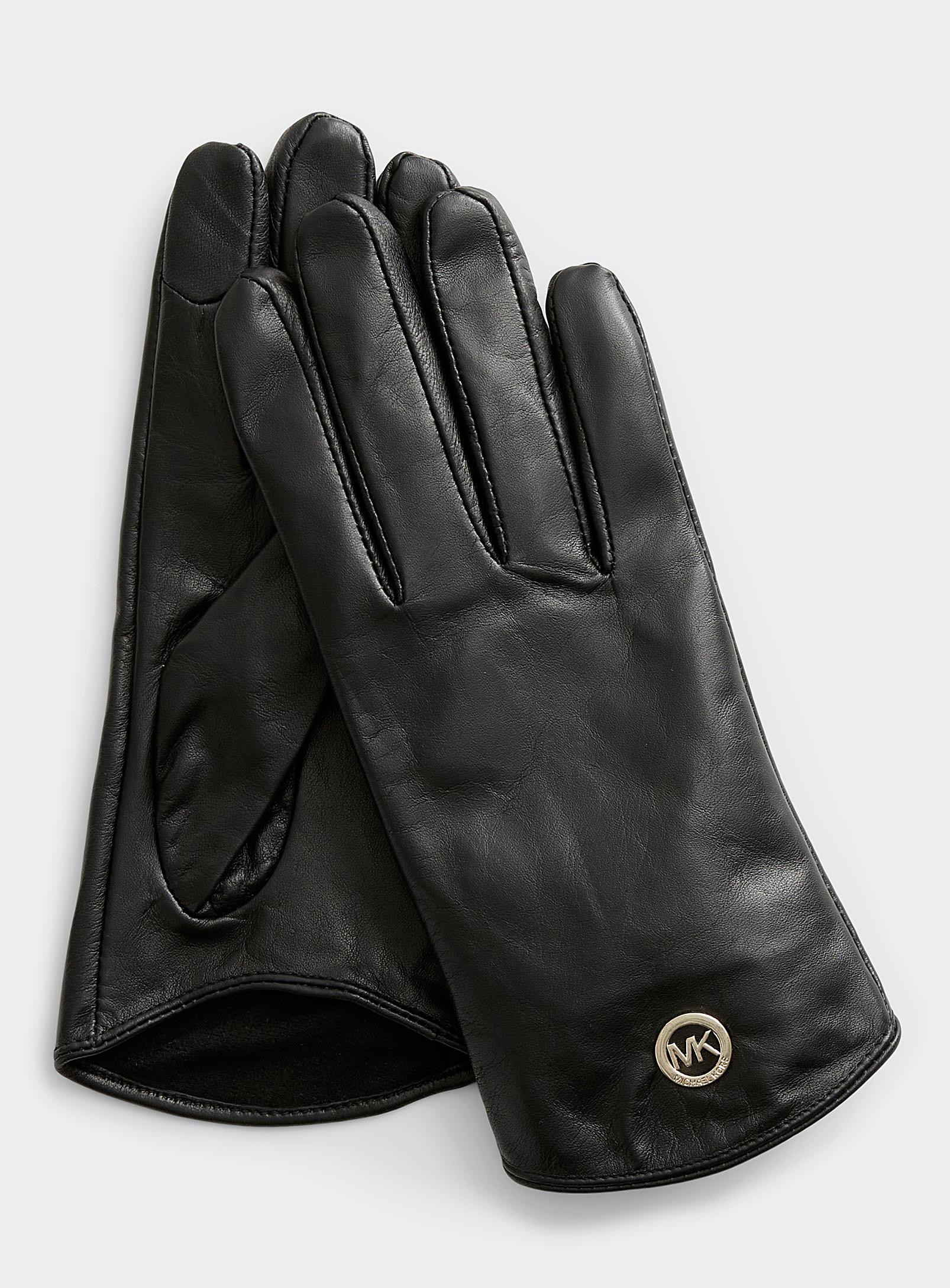 Michael Kors Golden Monogram Leather Gloves in Black Lyst
