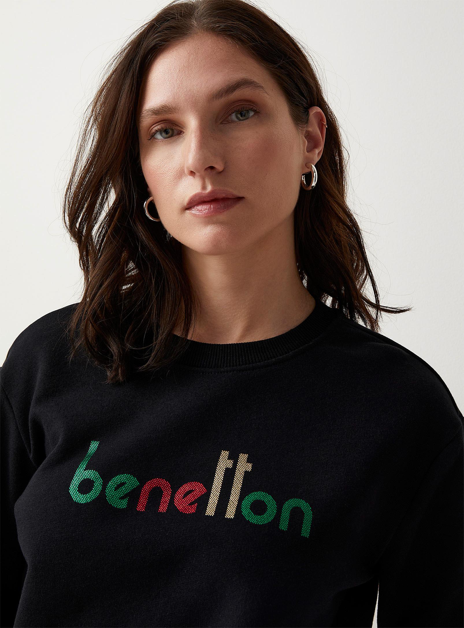 Benetton Metallized Logo Sweatshirt in Black | Lyst