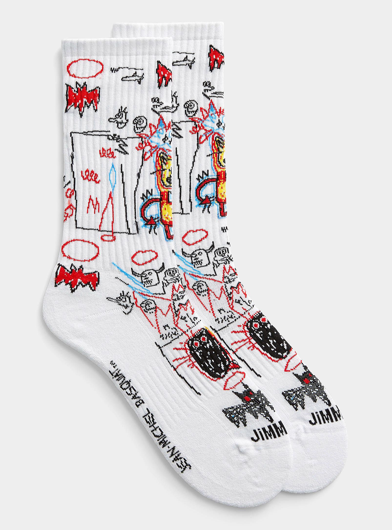 Jimmy Lion Basquiat Batman Athletic Socks in White for Men | Lyst