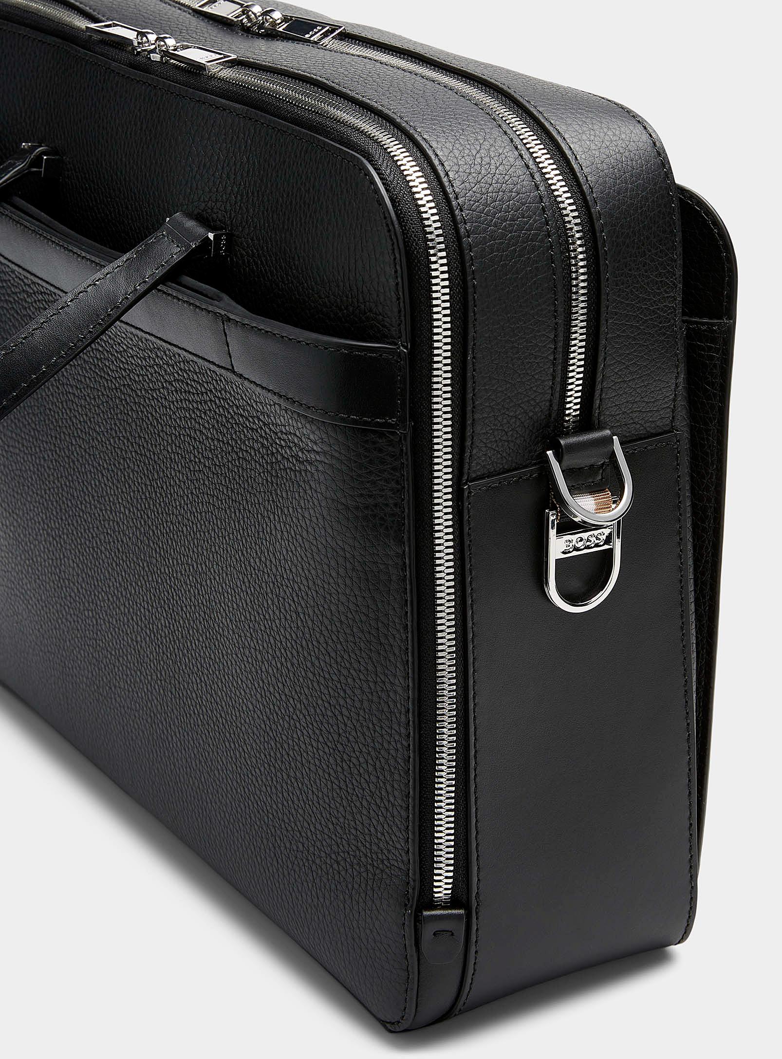 kapital Forræderi Derive BOSS by HUGO BOSS Textured Leather Briefcase in Black for Men | Lyst