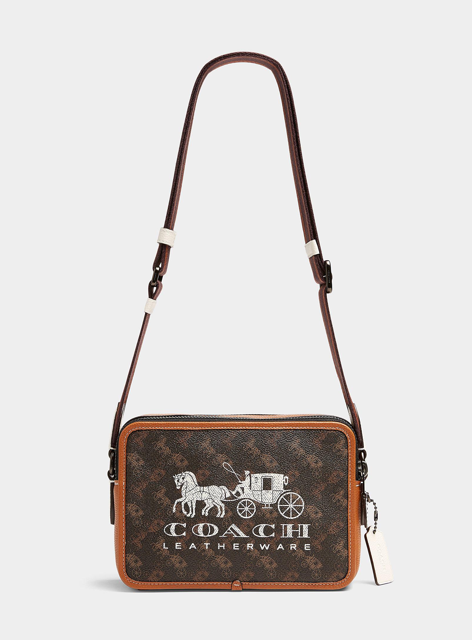 Coach Green Color Block Horse & Carriage Leather Saddle Bag