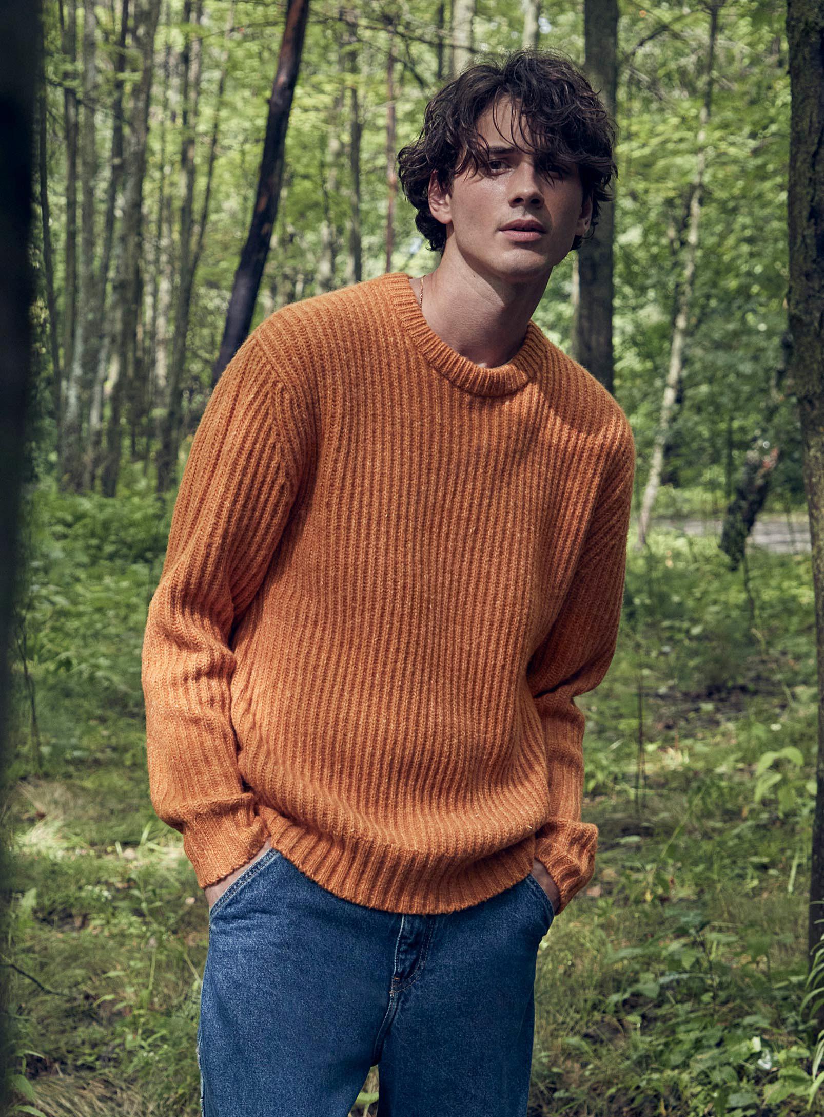 Le 31 Heathered Ribbed Knit Sweater in Orange for Men | Lyst