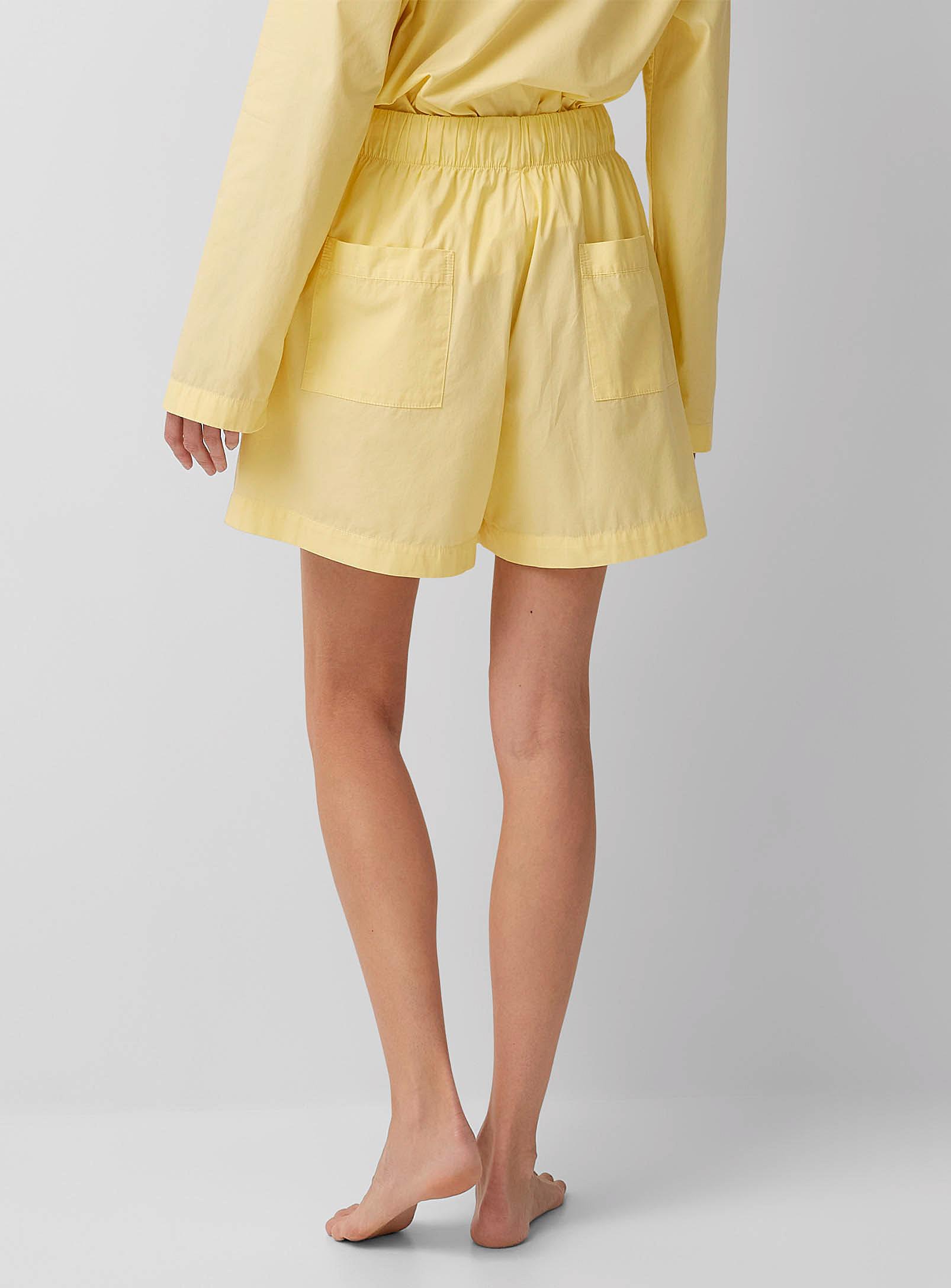 Tekla Poplin Pajama Shorts in Yellow | Lyst