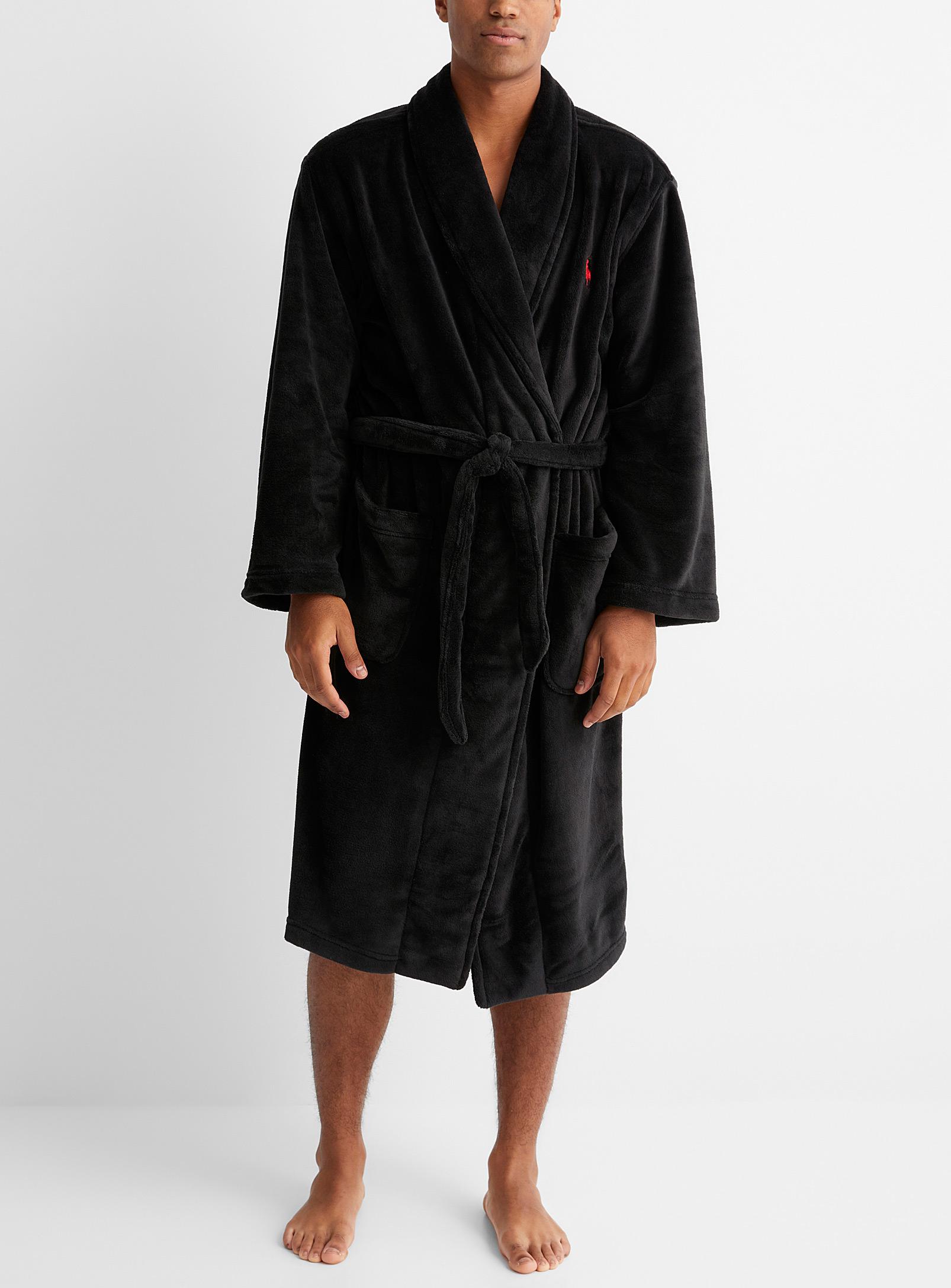 Polo Ralph Lauren Polar Fleece Plush Robe in Black for Men - Lyst