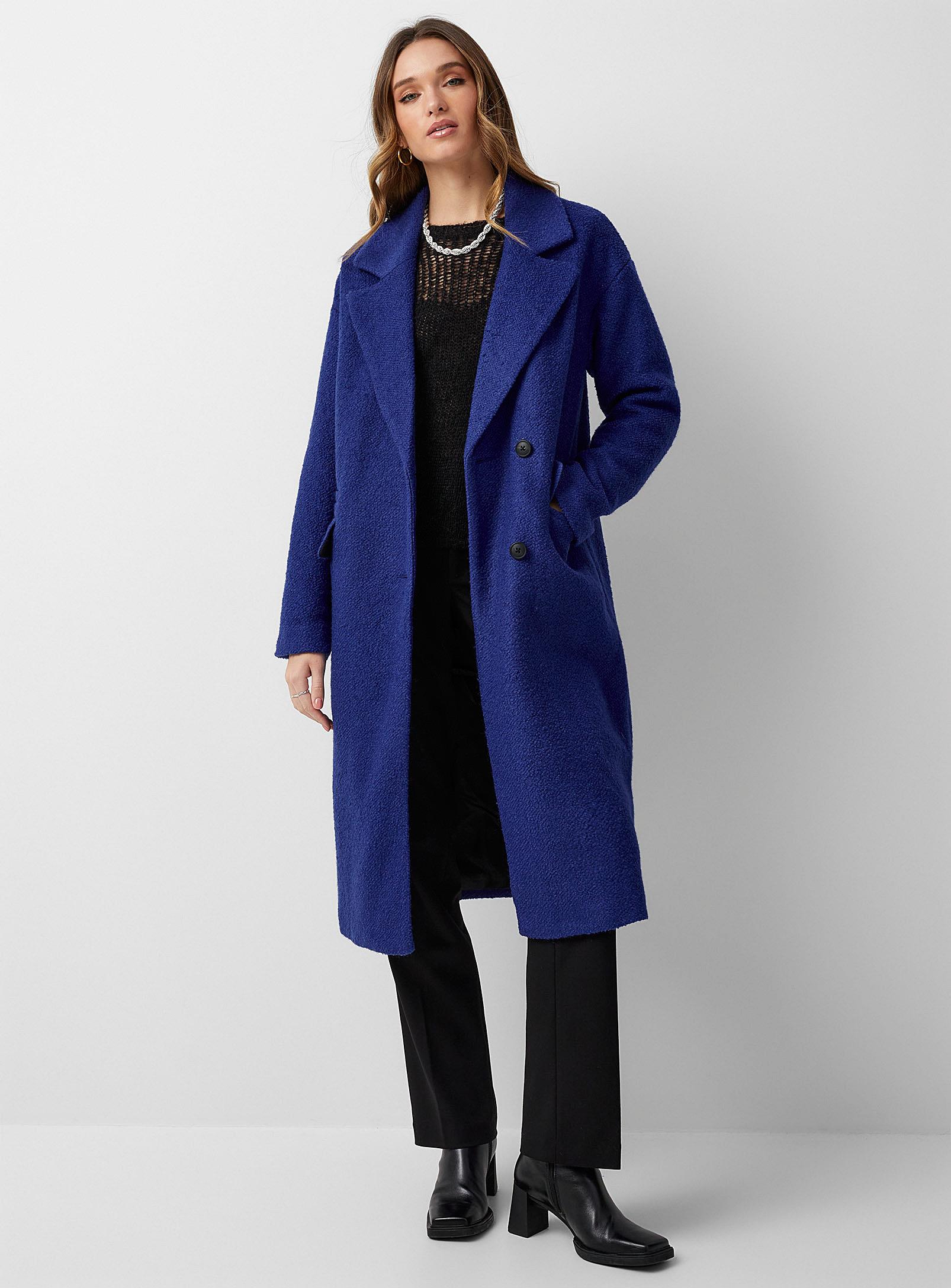 Vero Moda Bouclé Knit Long Overcoat in Blue | Lyst