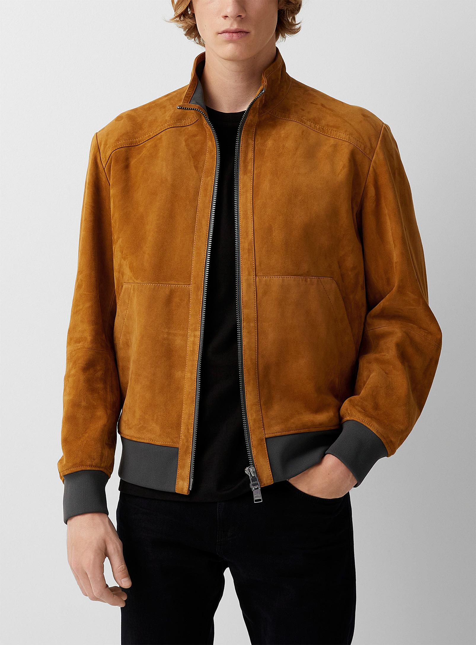 BOSS by HUGO BOSS Accent Edging Suede Jacket in Brown for Men | Lyst