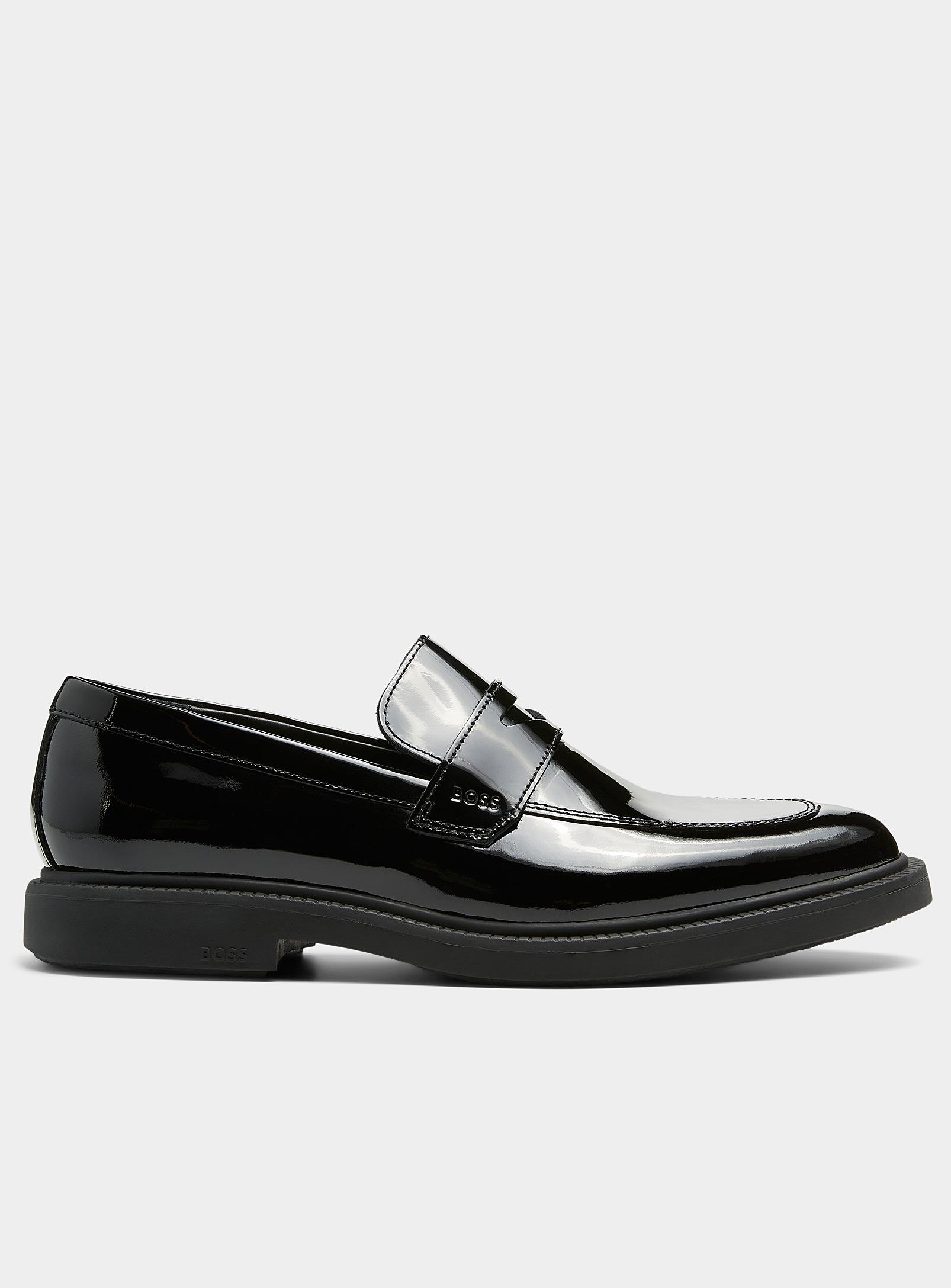 BOSS by HUGO BOSS Larry Patent Leather Penny Loafers Men in Black for ...