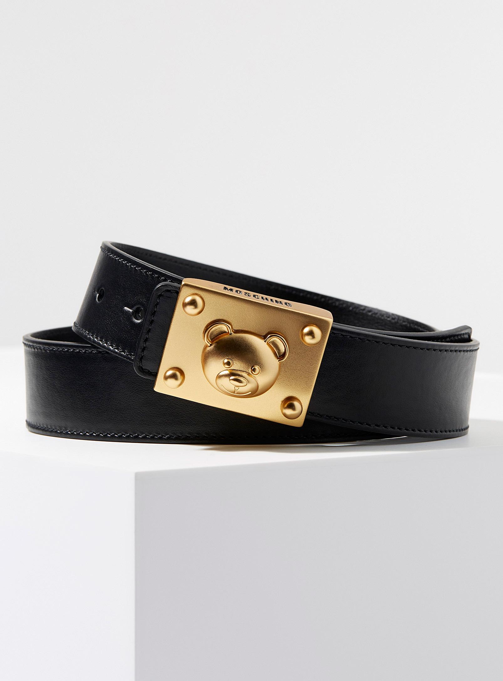 Moschino Leather Signature Teddy Bear Belt in Black for Men - Lyst