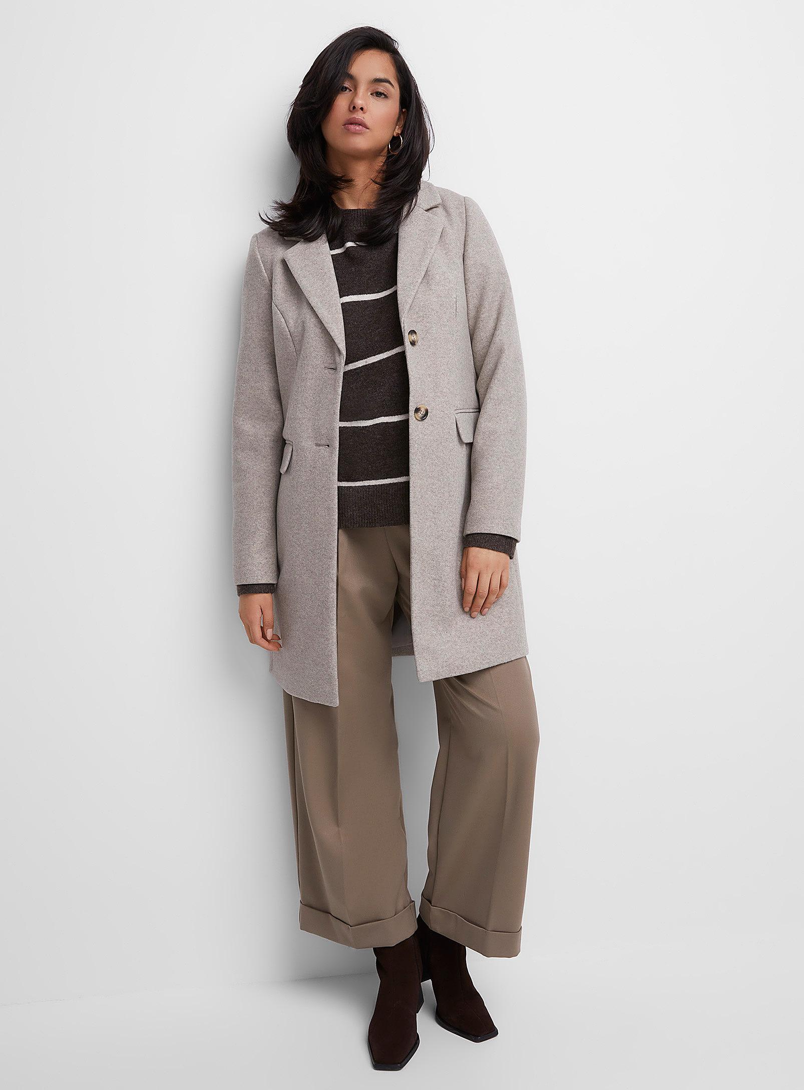 Vero Moda Flap Pockets Felted Overcoat in Natural Lyst