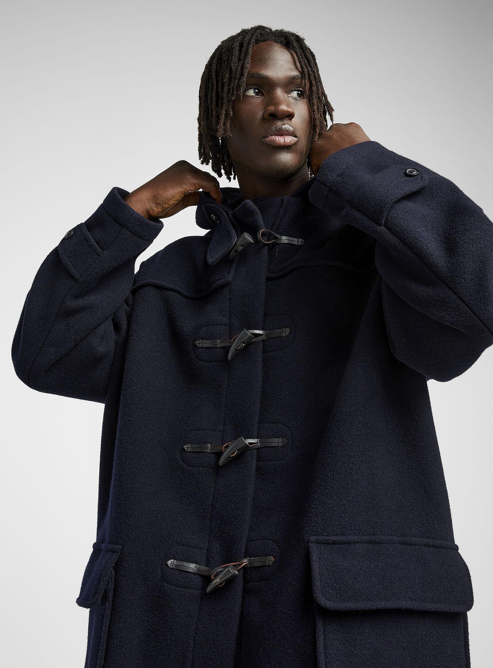 Maison Margiela Pure Wool Duffle Coat in Blue for Men Lyst