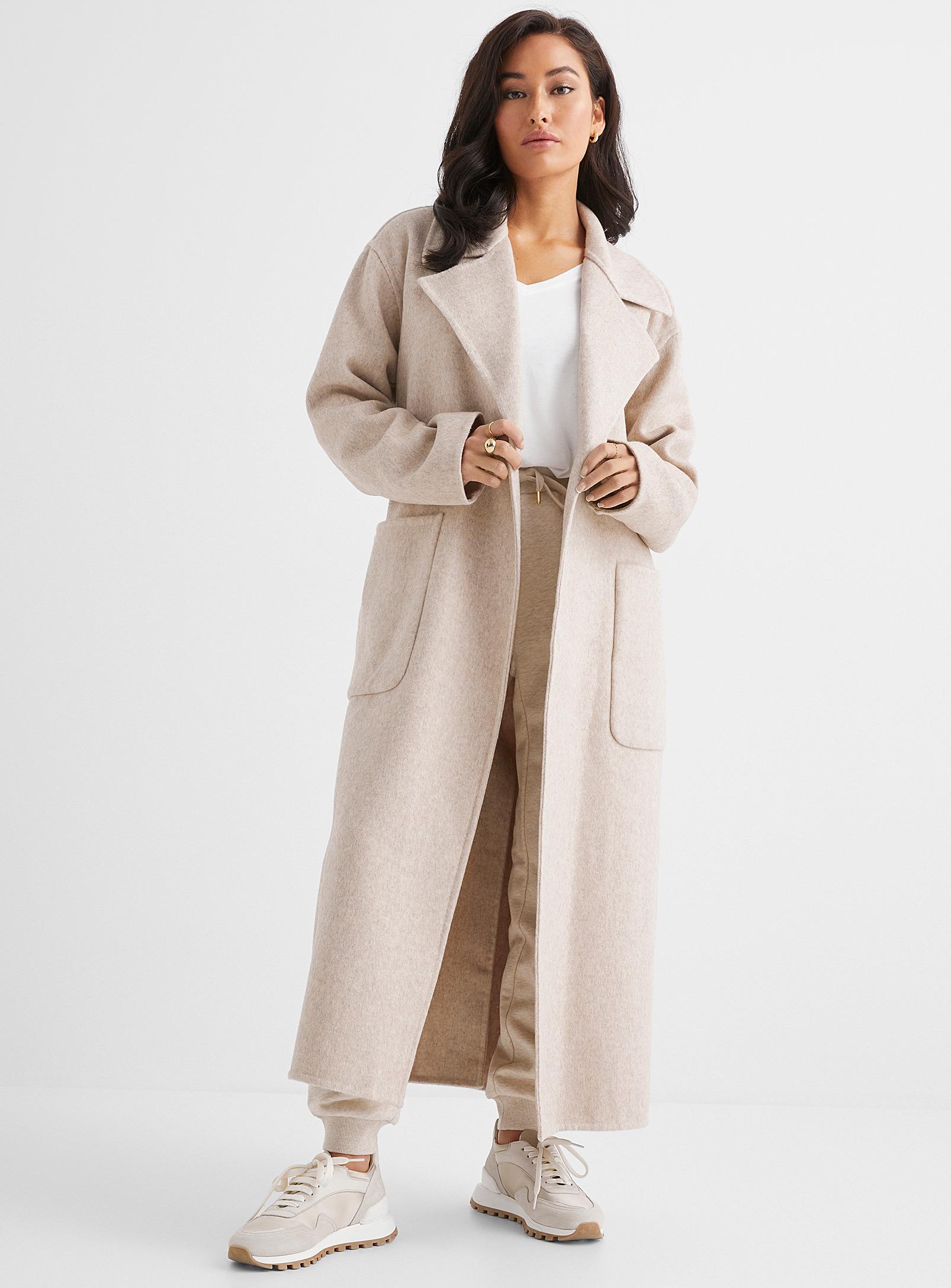 long belted wool coat