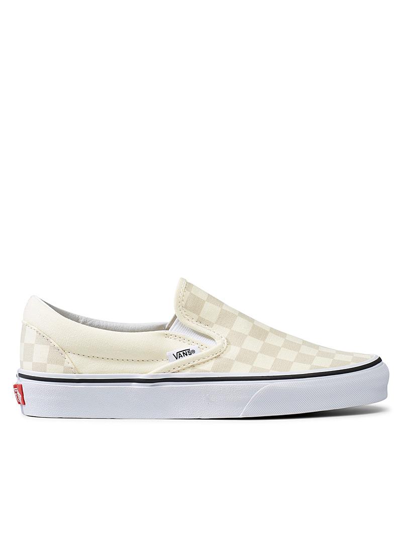 beige checkerboard vans