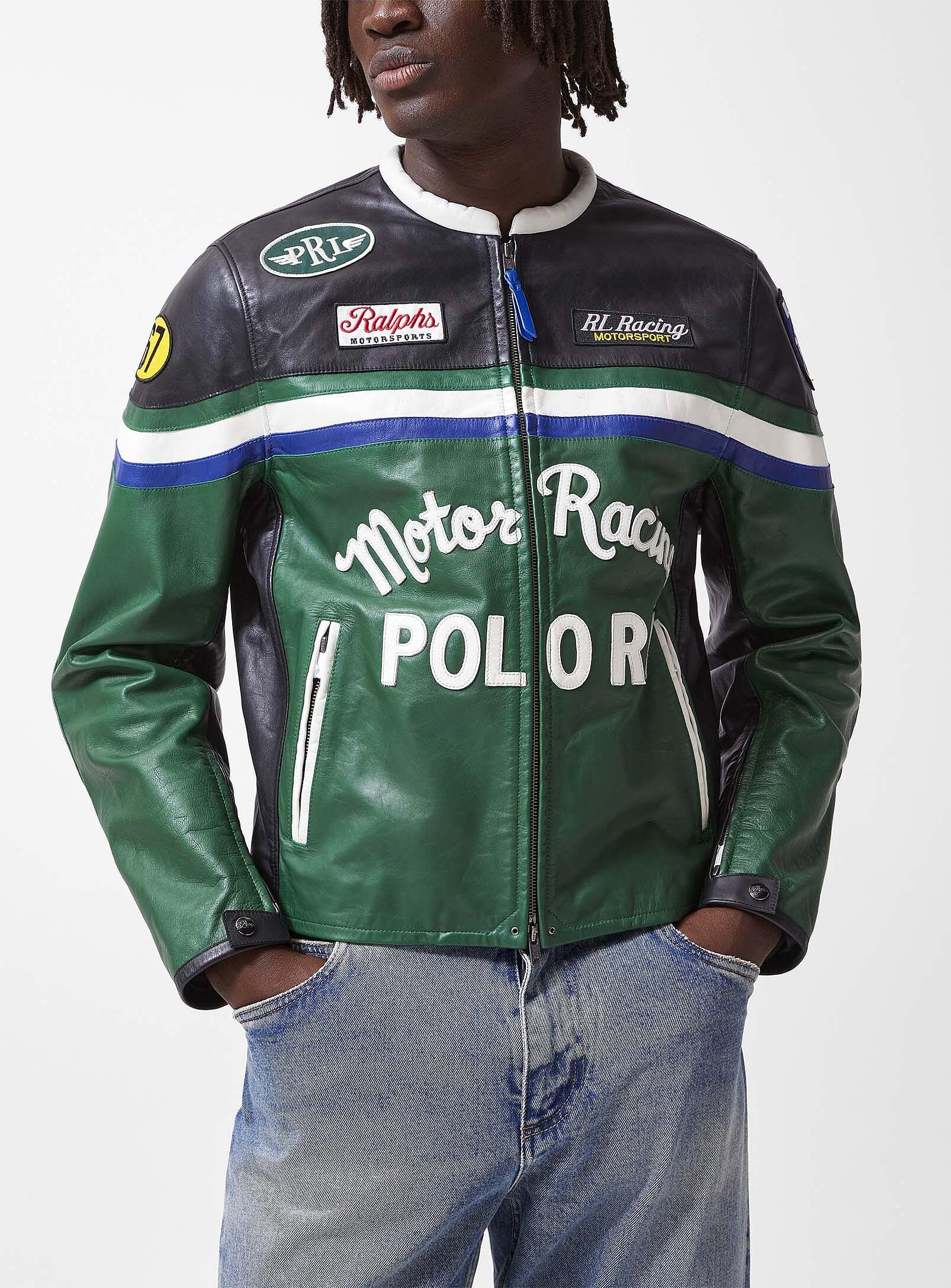 Polo Ralph Lauren Green Kids Leather Jacket, Small (8