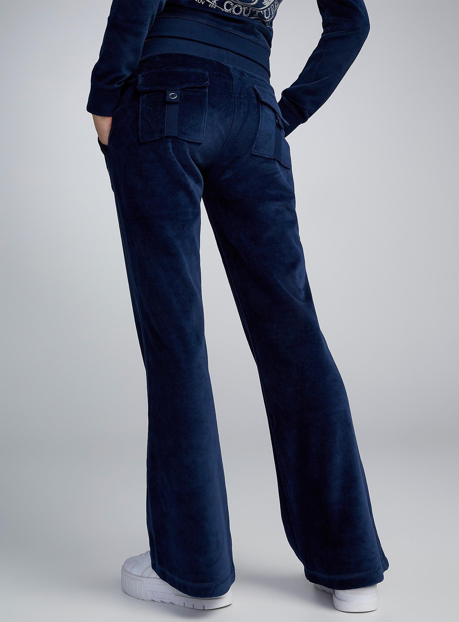 Midnight blue flared velvet pant