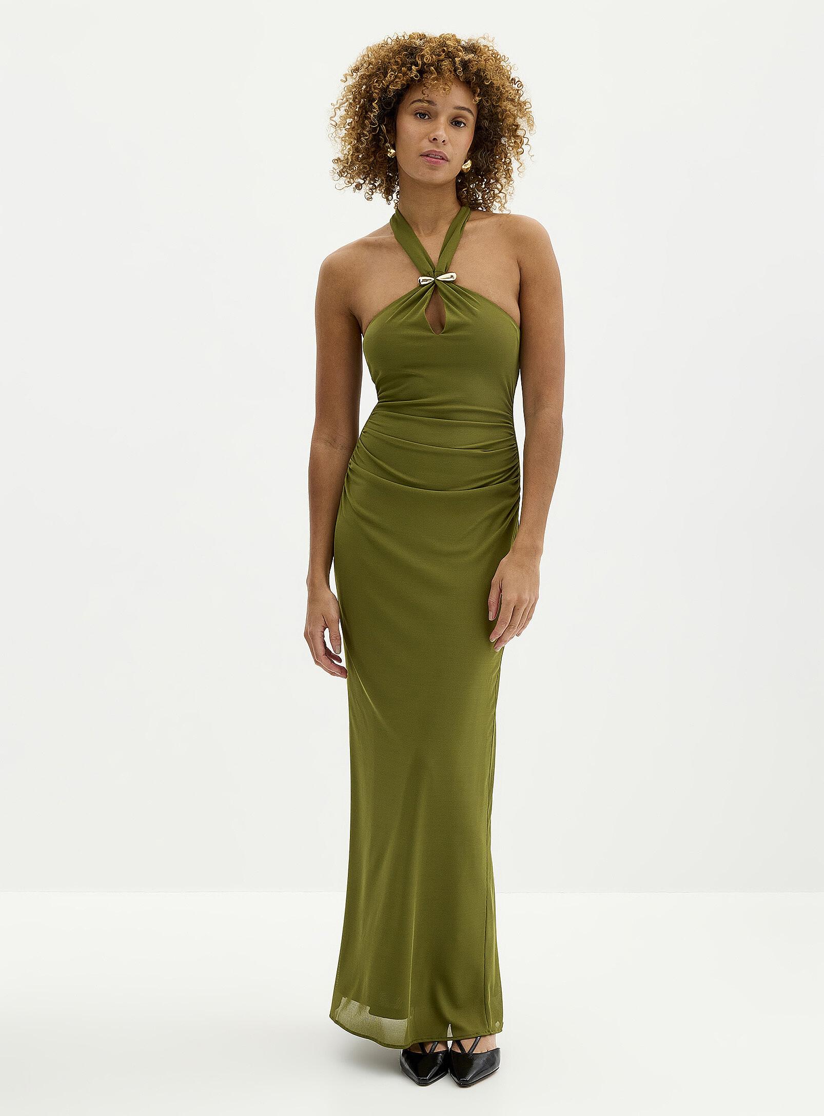 EVER NEW Jayni Golden Pin Long Halter Dress in Green | Lyst Canada