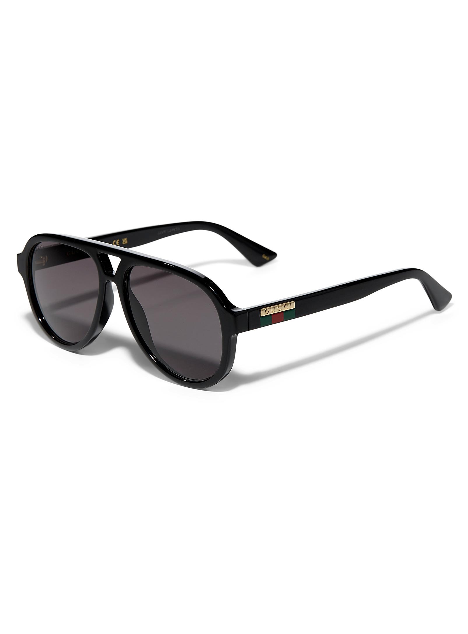 Gucci Black Frame Aviator Sunglasses 