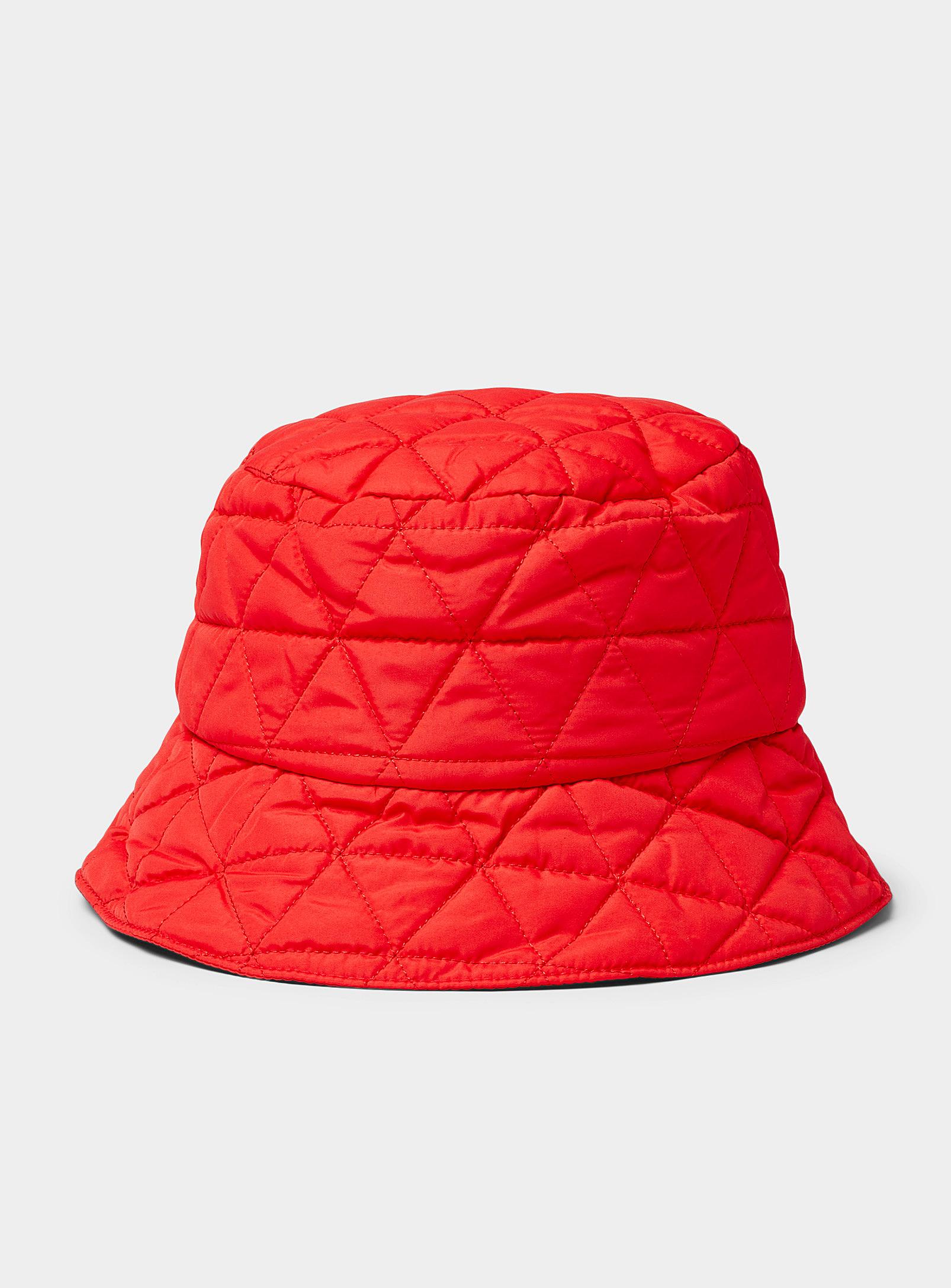 Benetton Geo Topstitch Quilted Bucket Hat in Red | Lyst