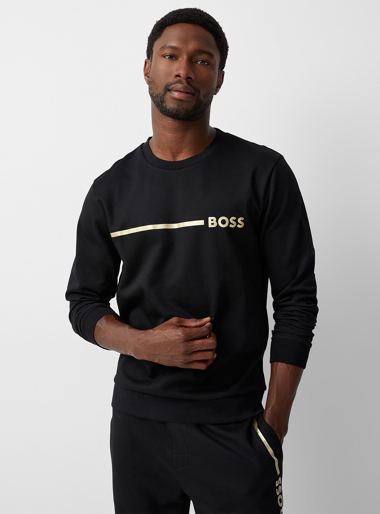 BOSS by HUGO BOSS Gold Logo Lounge Sweatshirt in Black for Men | Lyst