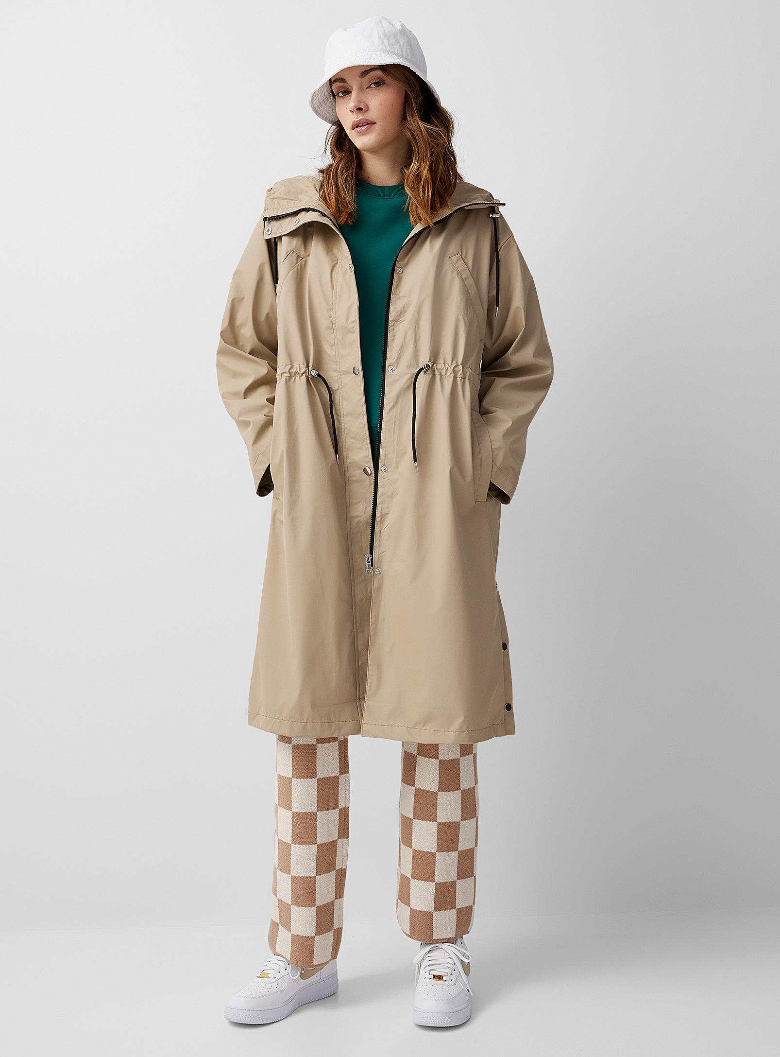 Cream raincoat with hood cheap