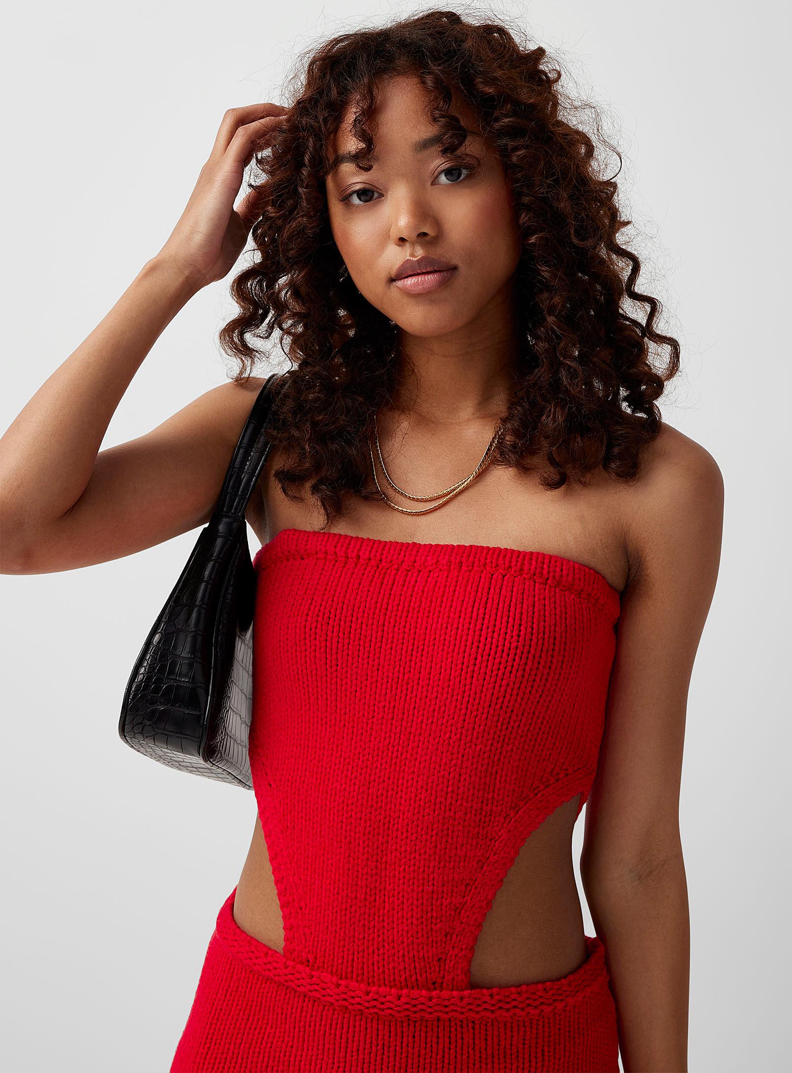 Lioness Cutout Tube Knit Dress in Red | Lyst