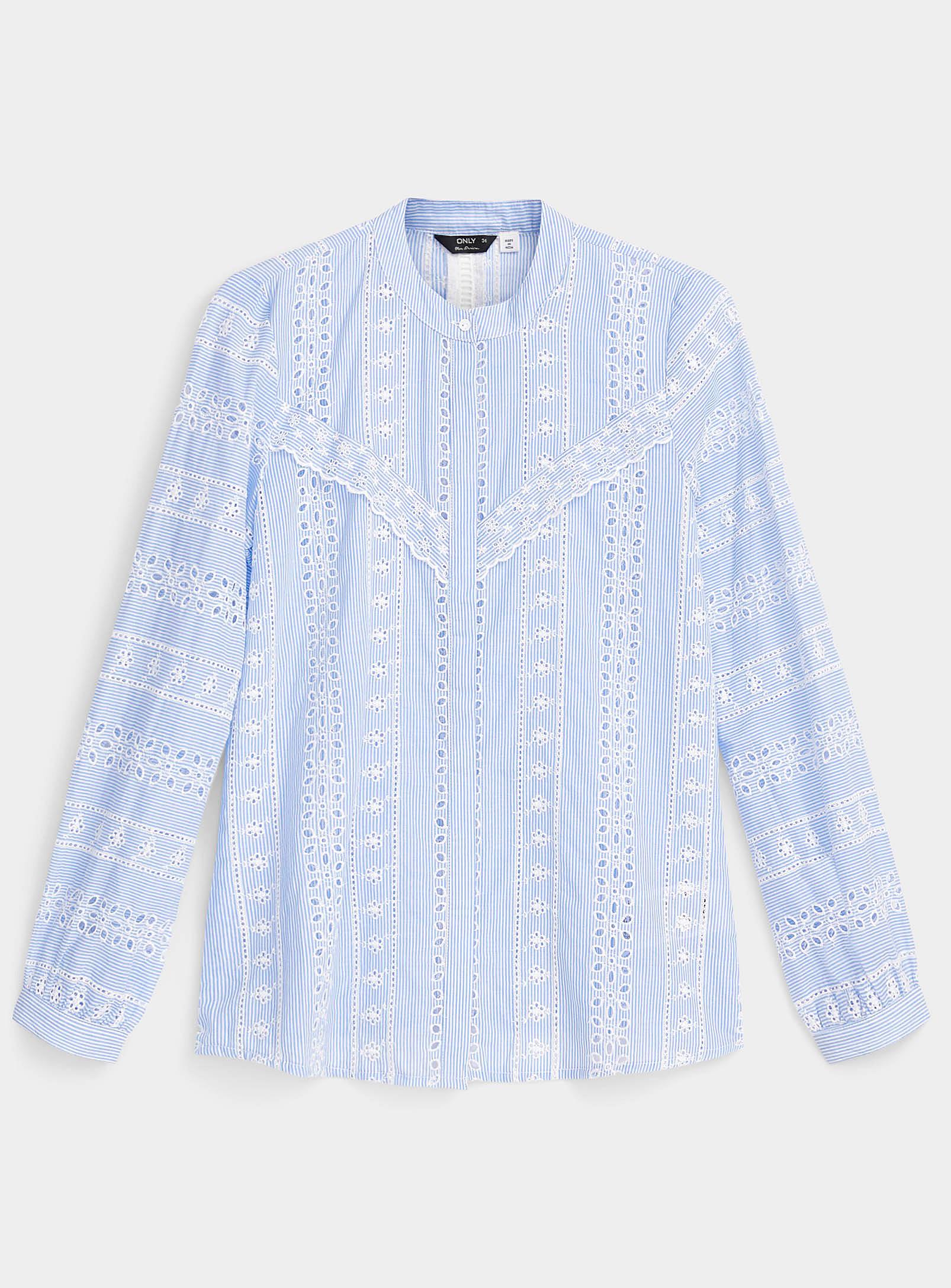 ONLY Cotton Broderie Anglaise Shirt in Baby Blue (Blue) - Lyst
