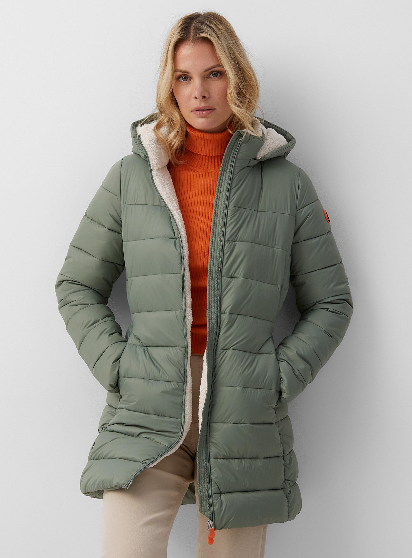 Save The Duck Cleo Sherpa Lining Puffer Jacket in Green | Lyst