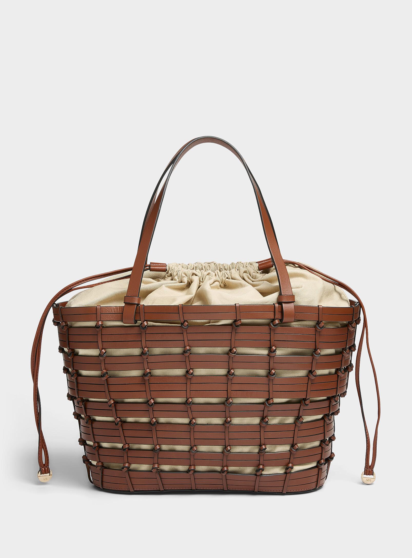 Vanessa Bruno Panier Openwork Braided Leather Tote Bag in Brown