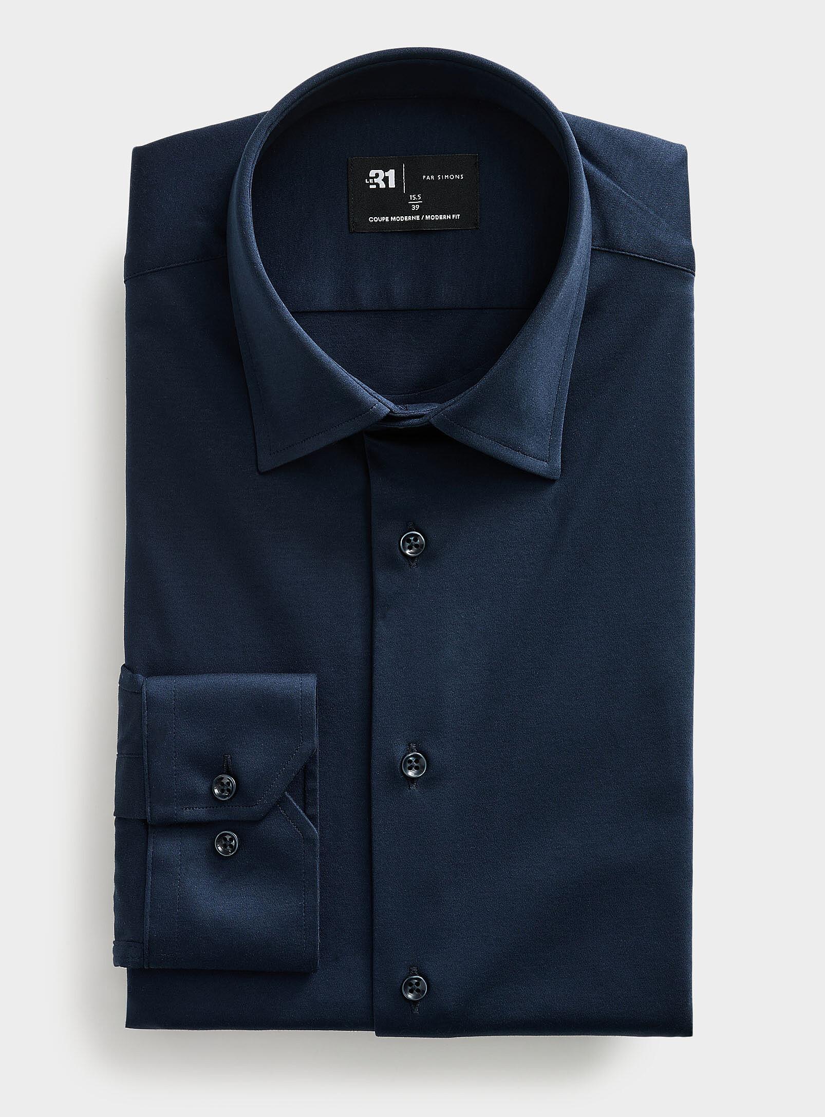 mens dress shirt 31 sleeve length Athletic Fit Solid Poplin Dress Shirt | Navy