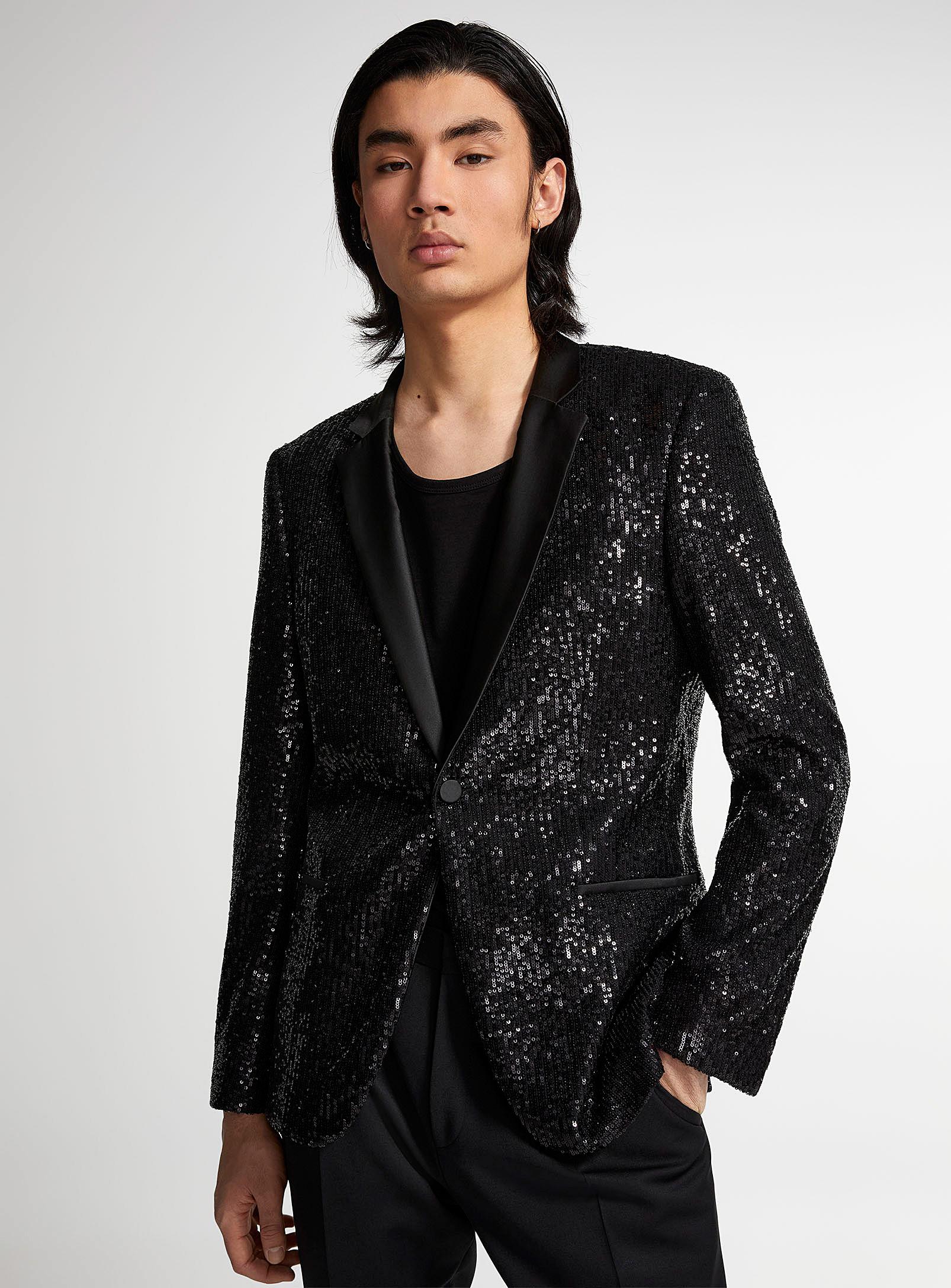 BOSS by HUGO BOSS Sequined Tuxedo Jacket Slim Fit in Black for Men