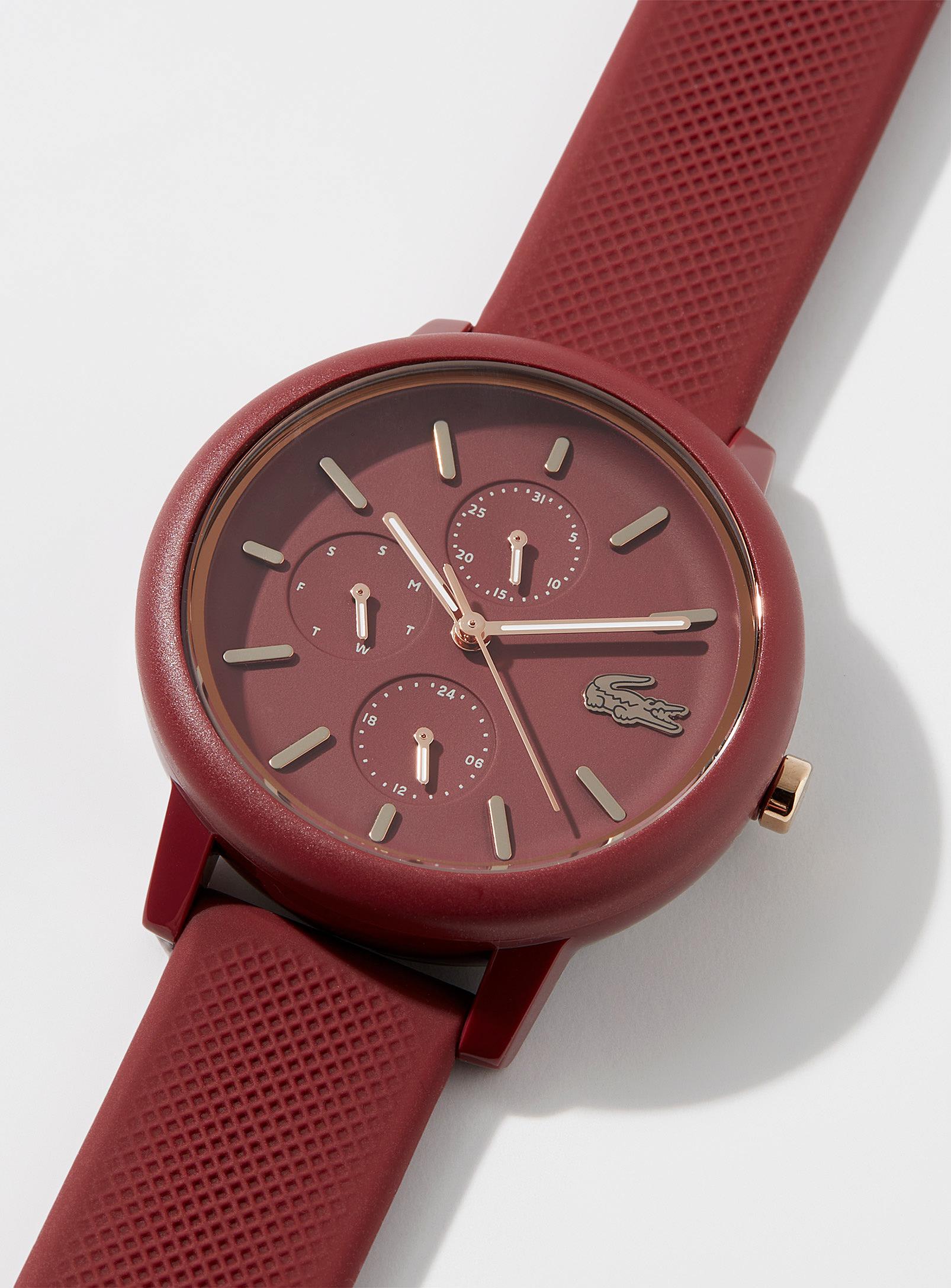 Lacoste Burgundy Silicone Chronograph Watch in Red | Lyst