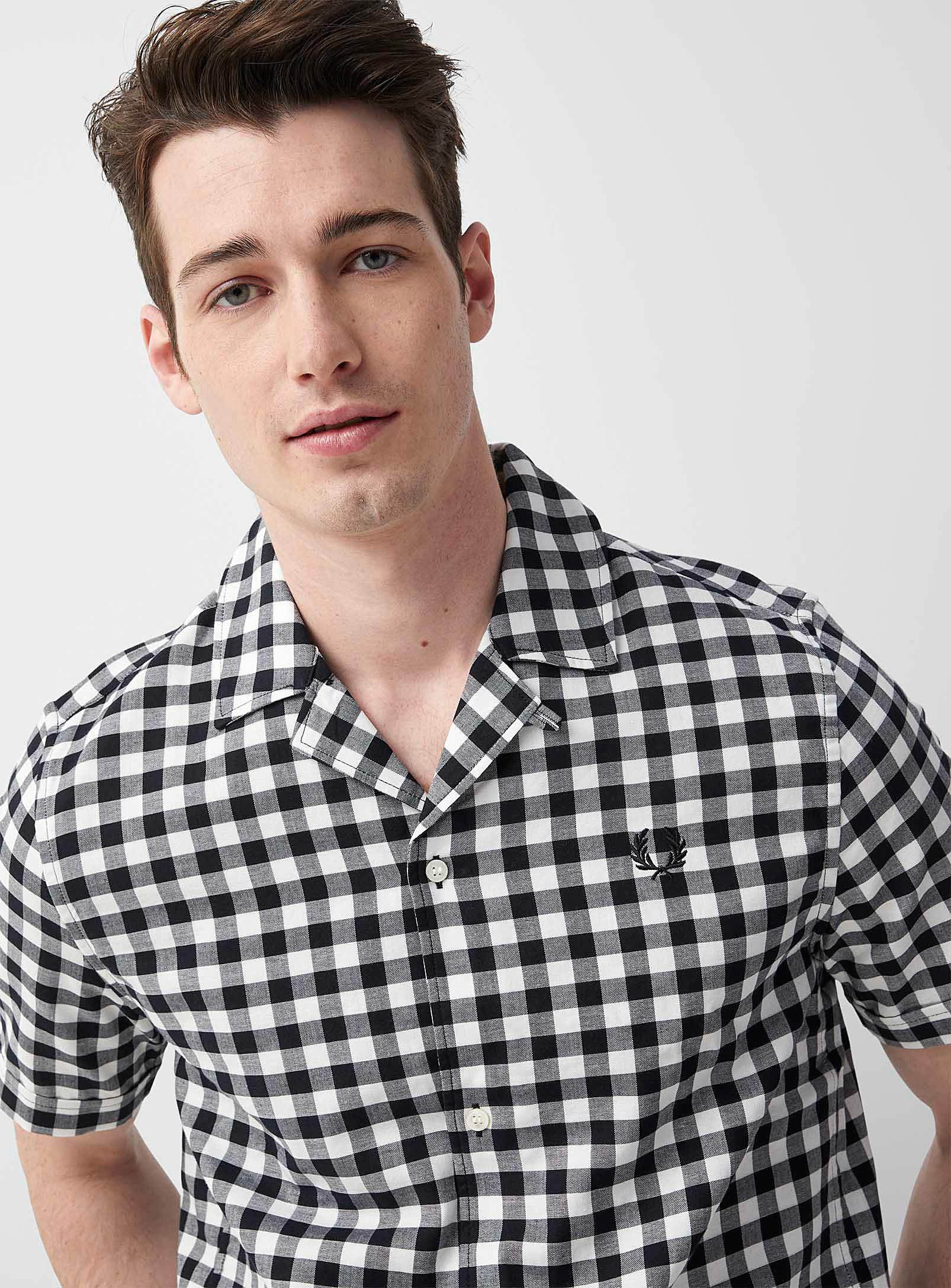Fred Perry Gingham Camp Shirt in Black for Men | Lyst