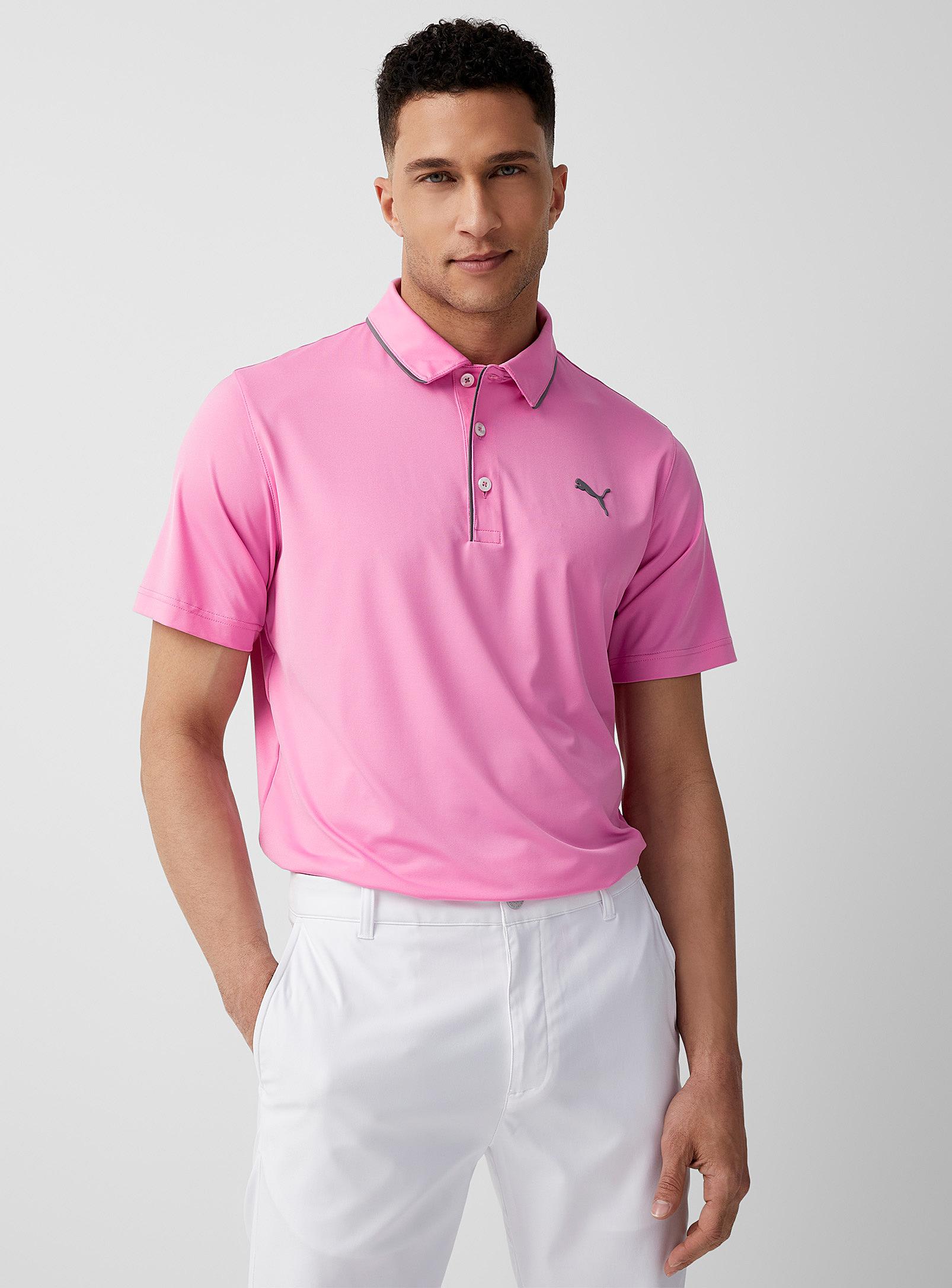 PUMA Bridges Trimmed Hem Pink Golf Polo for Men | Lyst
