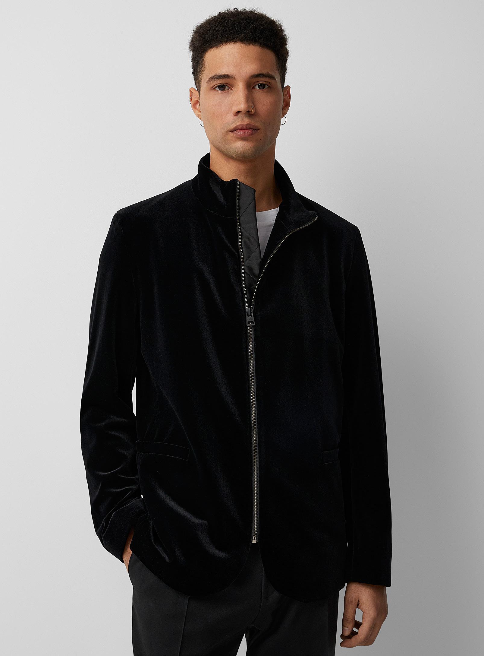 HUGO Zip Velvet Jacket in Black for Men Lyst