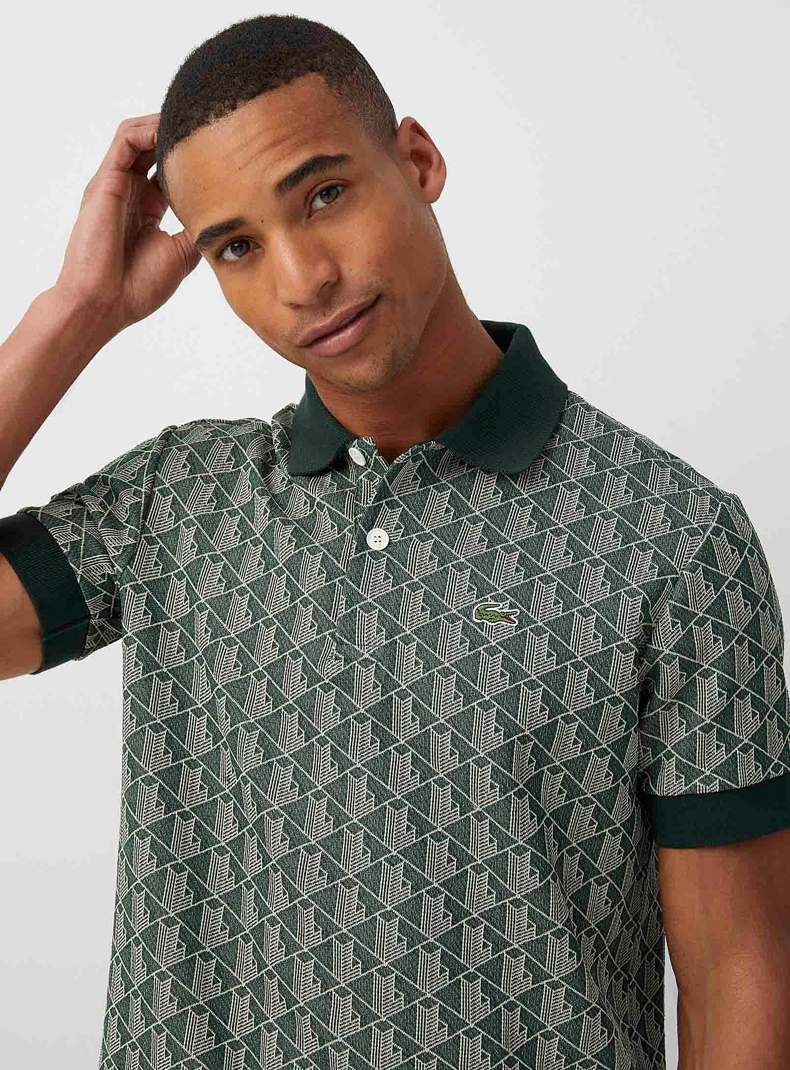 Lacoste Geometric Jacquard Polo in Green for Men | Lyst