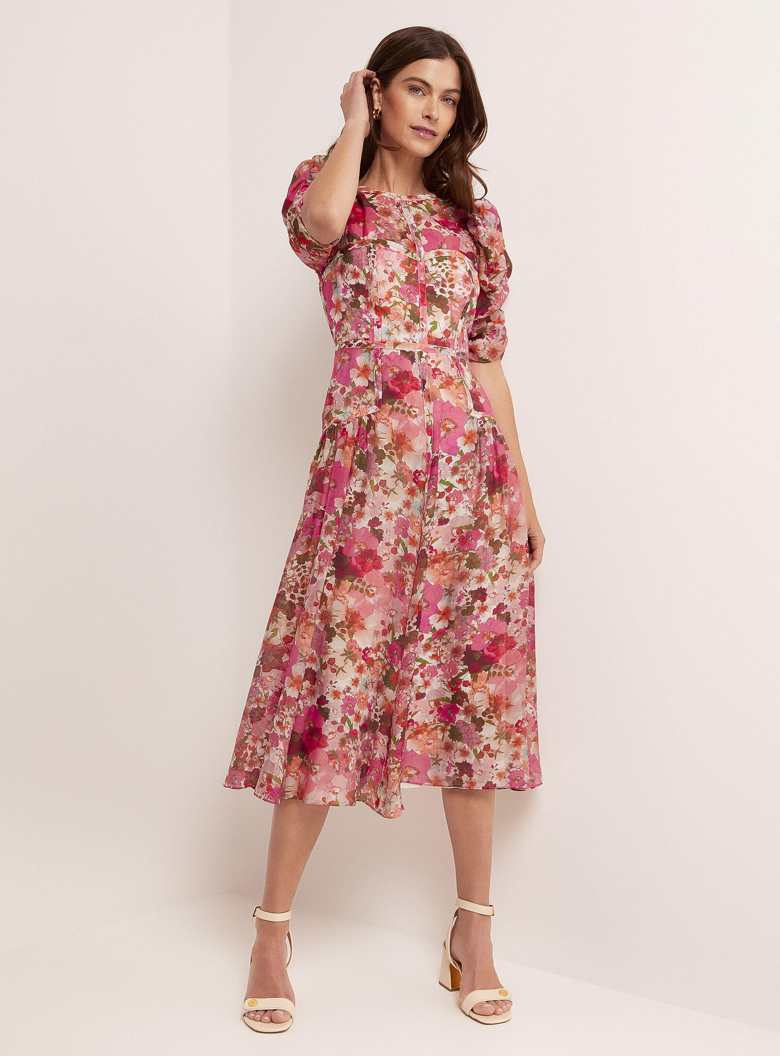 Ted Baker Botani Pressed Flowers Flowy Dress in Pink | Lyst Canada