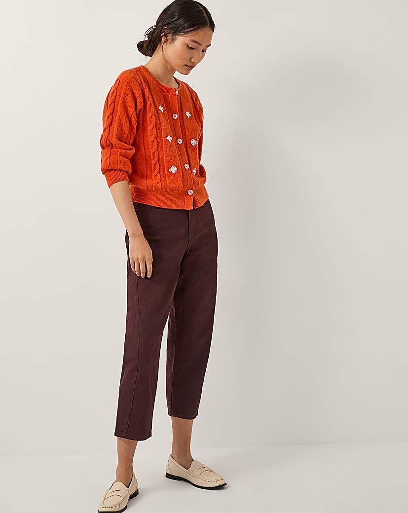 Monsoon Enya Floral Cable Knit Cardigan in Orange Lyst UK