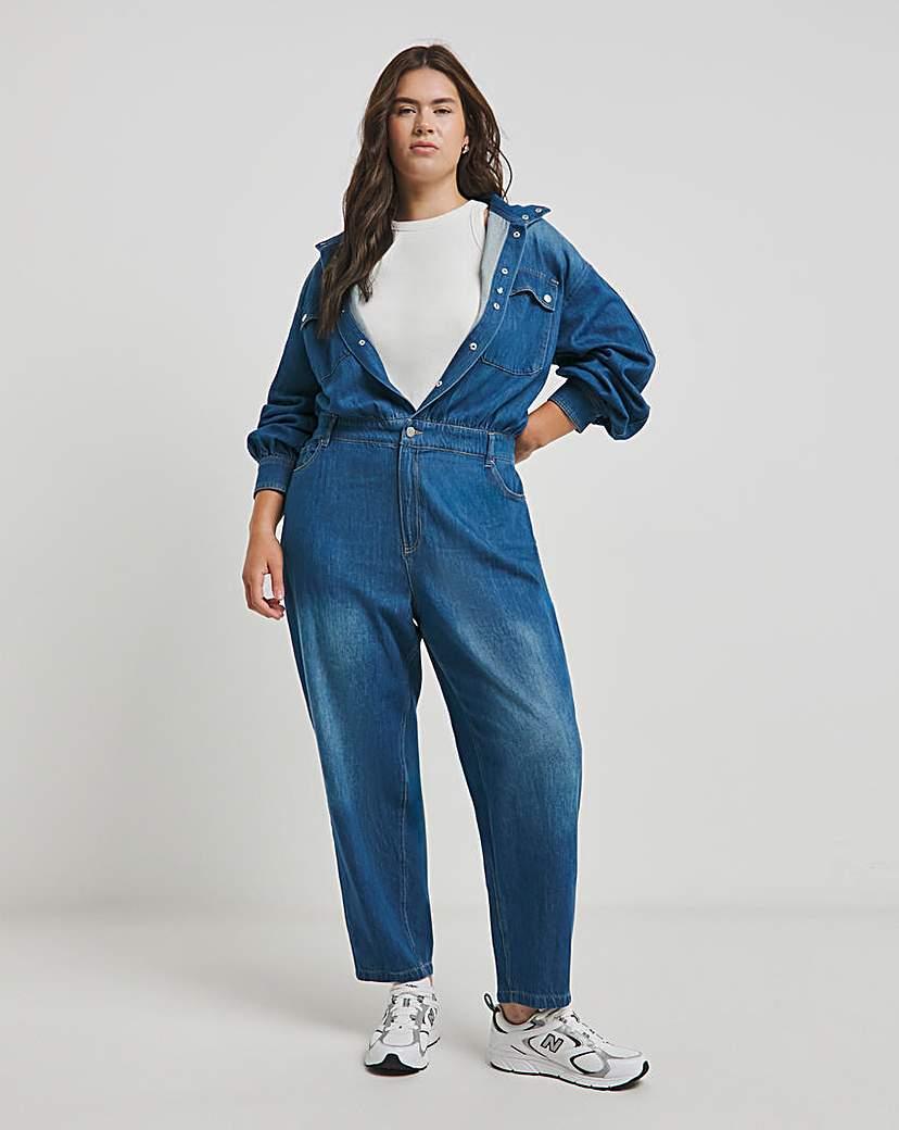 Simply Be Authentic Look Drape Denim Jumpsuit in Blue Lyst UK - Main Image