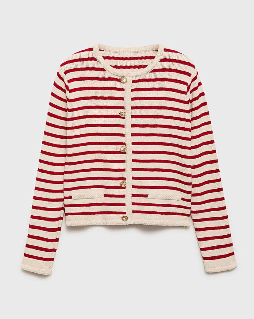 Mango Striped Knit Cardigan in Red Lyst UK