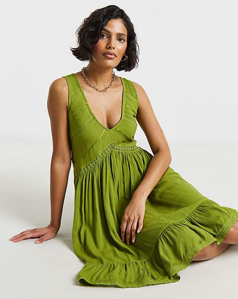 simply be green dress Simply Her Green Sage Dress | Womens Midi Linen Dress